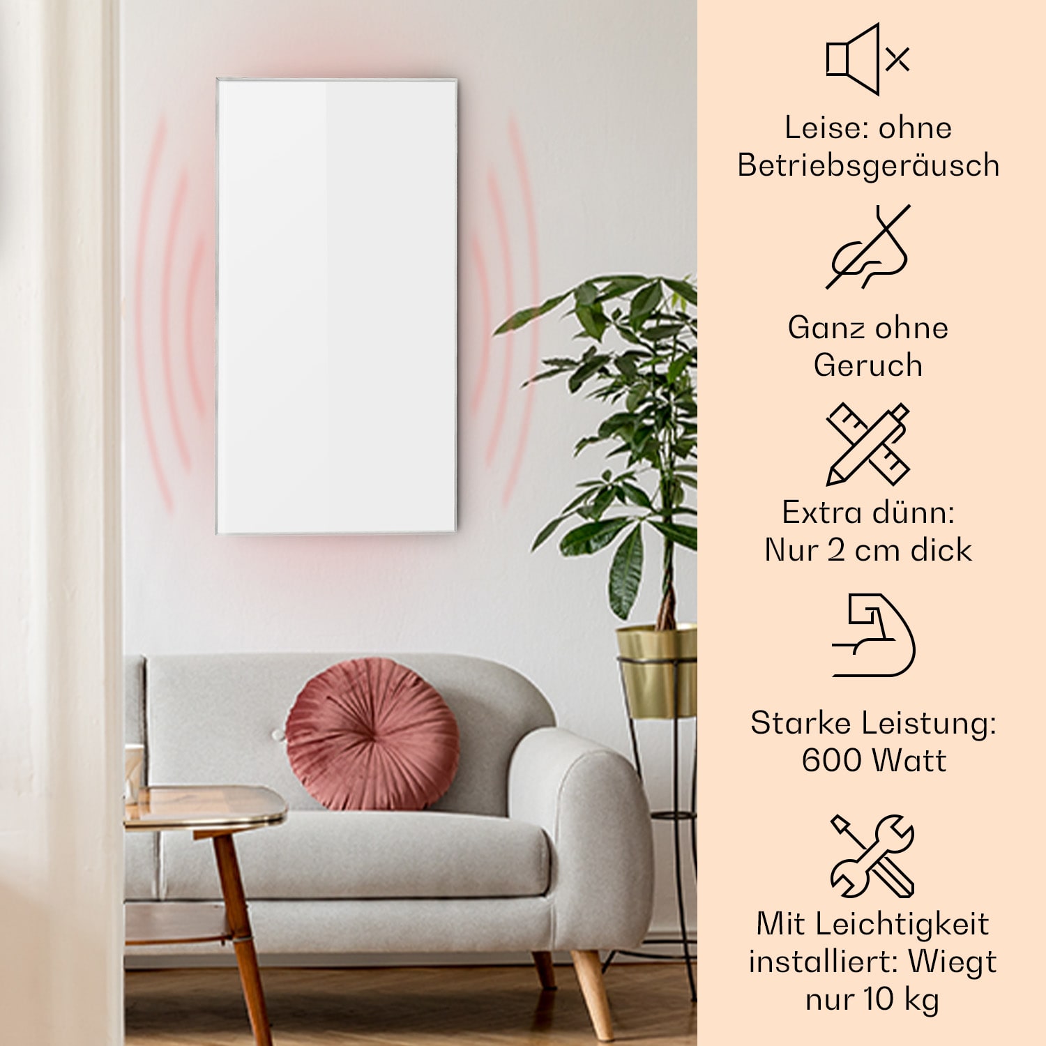 Wonderwall Air 60 Infrarotheizung 101x60cm 600W Wandinstallation Fernbedienung 101 x 60 cm