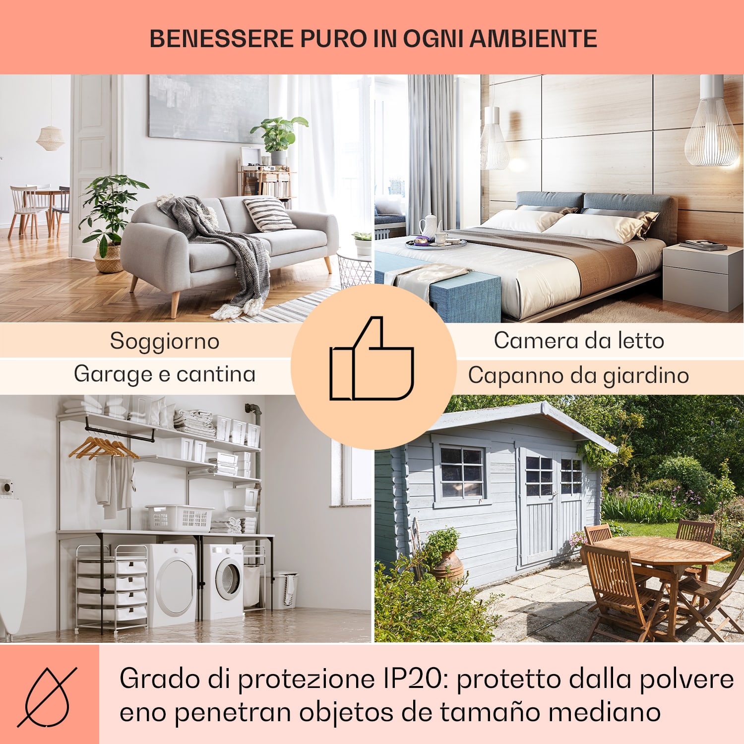 Wonderwall Air 60 - Pannello riscaldante a infrarossi, 101 x 60 cm, 600W, installazione a parete, telecomando 101 x 60 cm