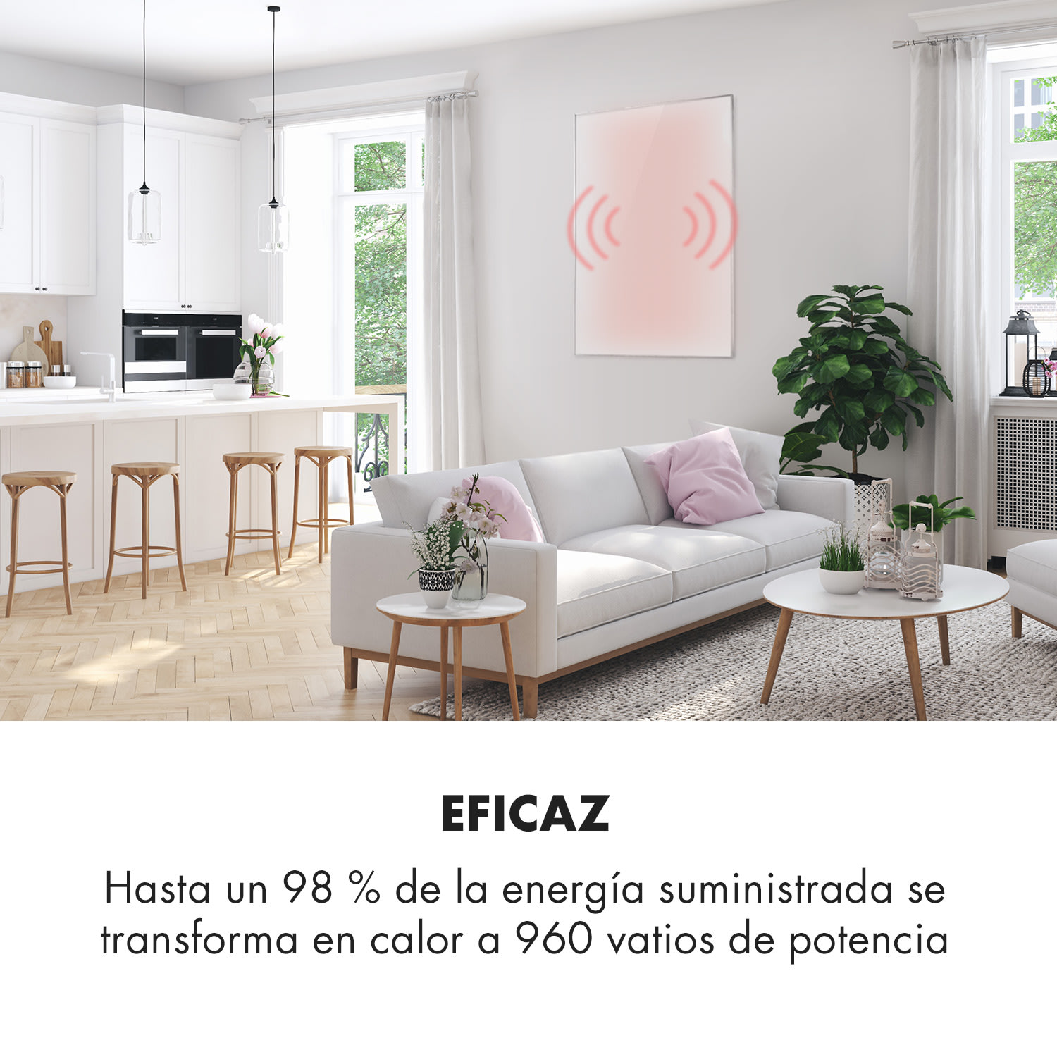 Wonderwall Air 96 calefactor de infrarrojos 120x81cm 960W instalación en la pared mando a distancia 