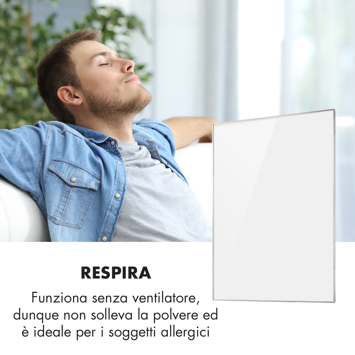 Wonderwall Air 96 - Pannello riscaldante a infrarossi, 120 x 81 cm, 960W, installazione a parete, telecomando 