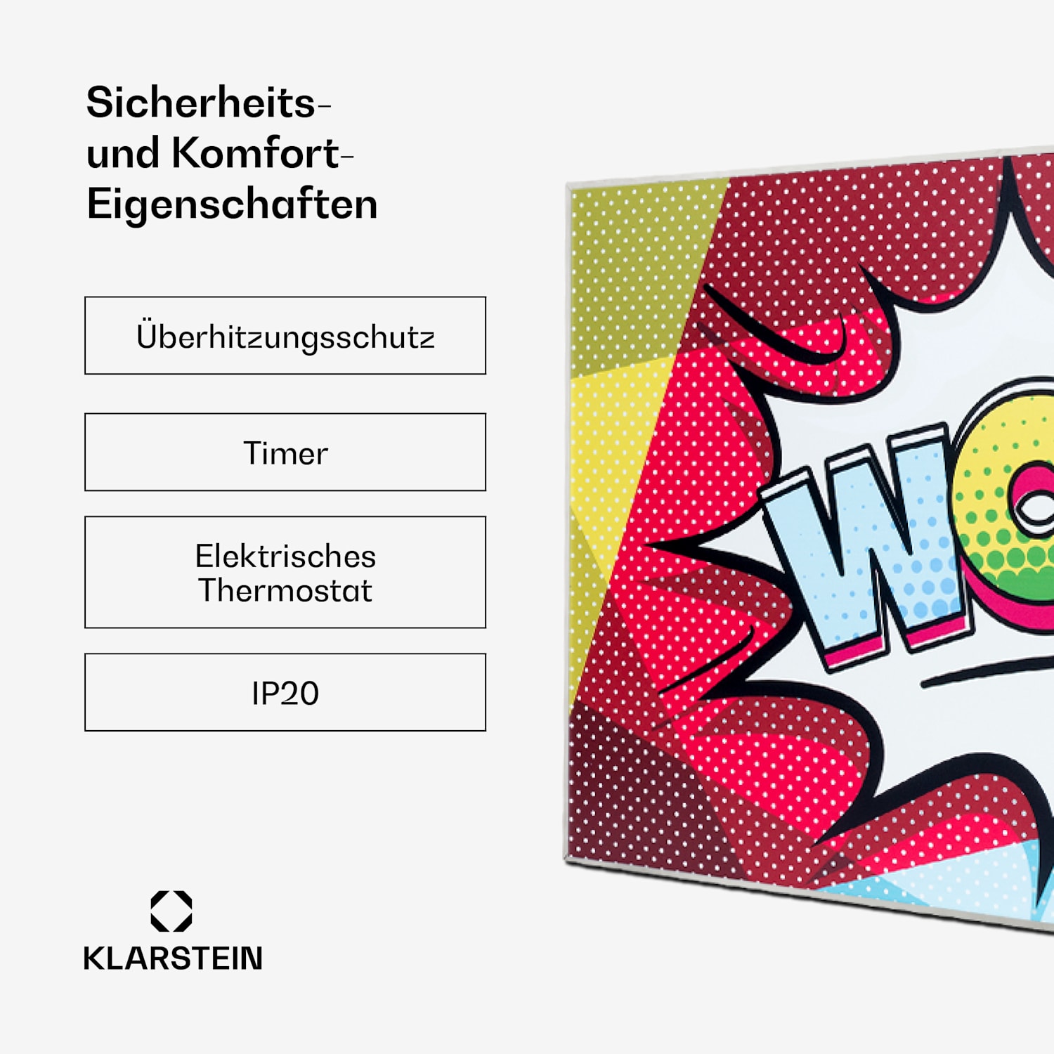 Wonderwall Air Art 60 Infrarotheizung 101x60cm 600W Wandinstallation Fernbedienung 100 x 60 cm | 600 W | Pop-Art