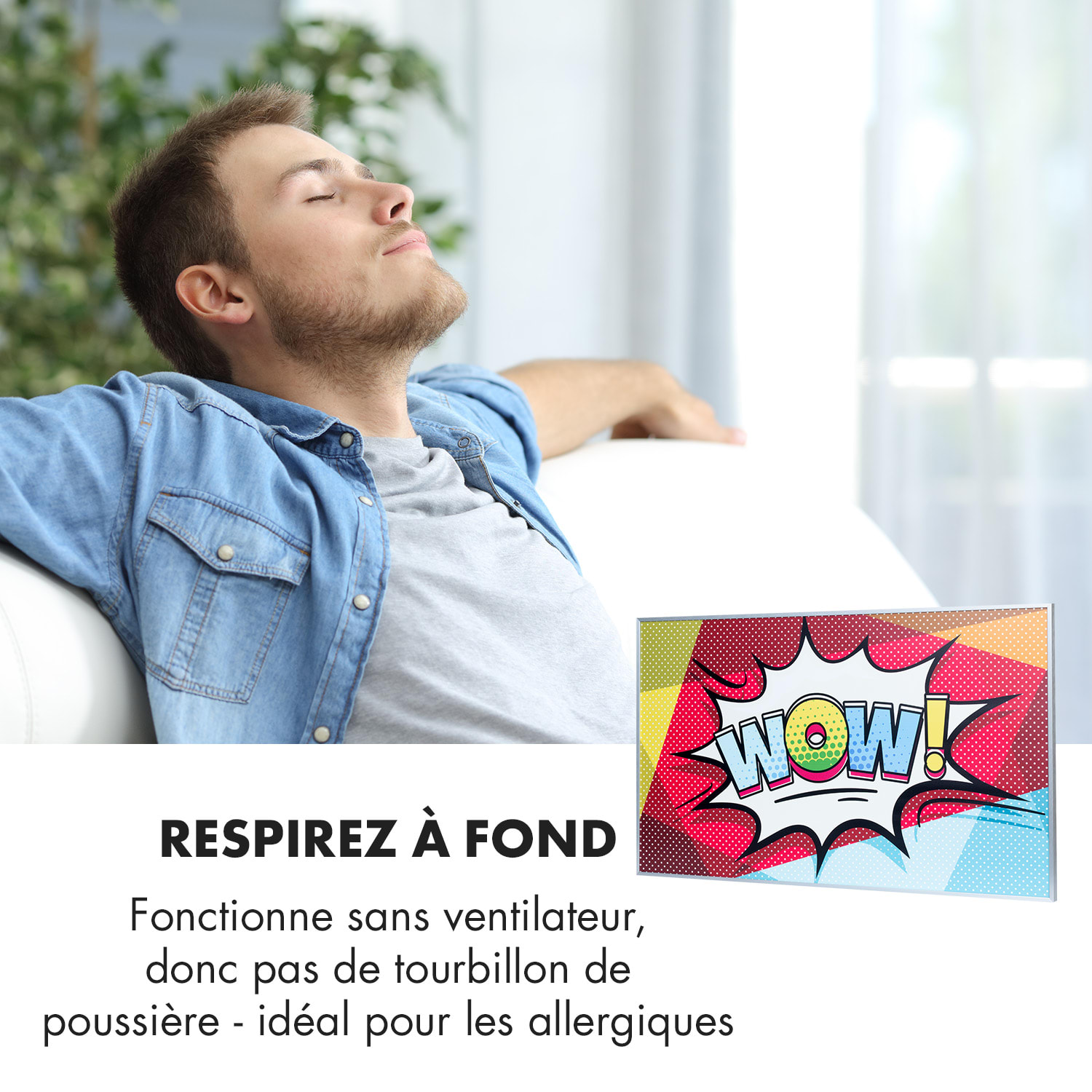 Wonderwall Air Art 60 radiateur infrarouge 101 x 60 cm 600 W Installation murale Télécommande 100 x 60 cm | 600 W | Pop art