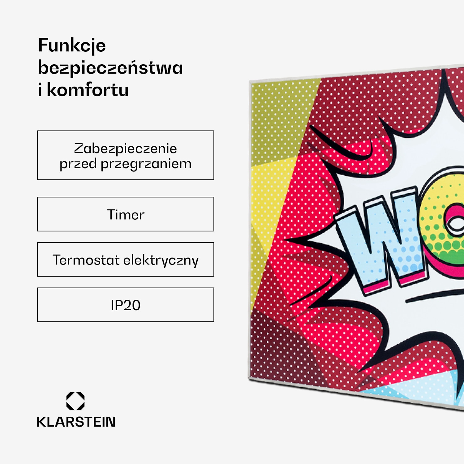 Wonderwall Air Art 60, panel grzewczy na podczerwień, grzejnik, 101 x 60 cm, 600 W, montaż na ścianie, pilot 