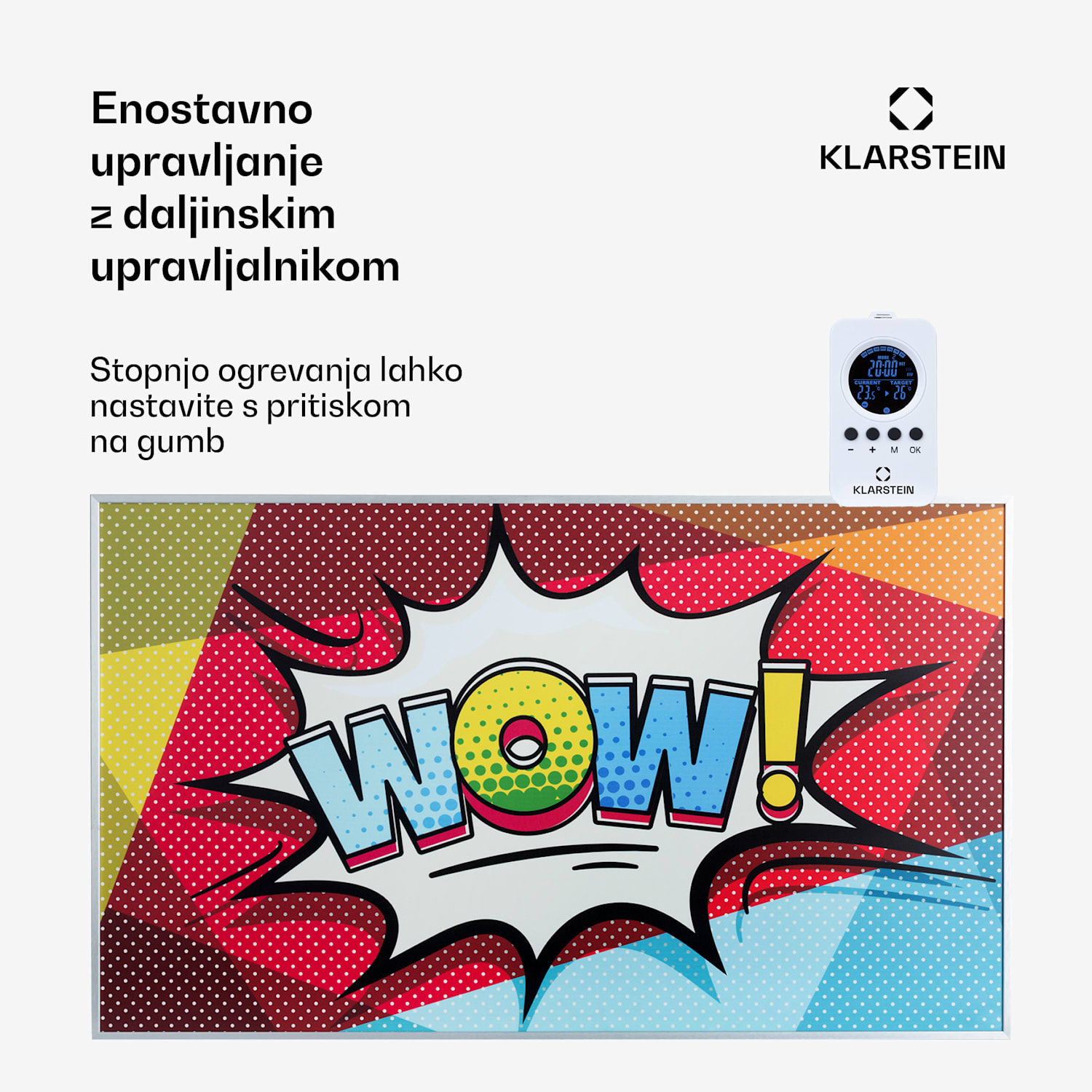 Wonderwall Air Art 60, infrardeči grelnik, 101 x 60 cm, 600 W, stenska namestitev, daljinski upravljalnik 