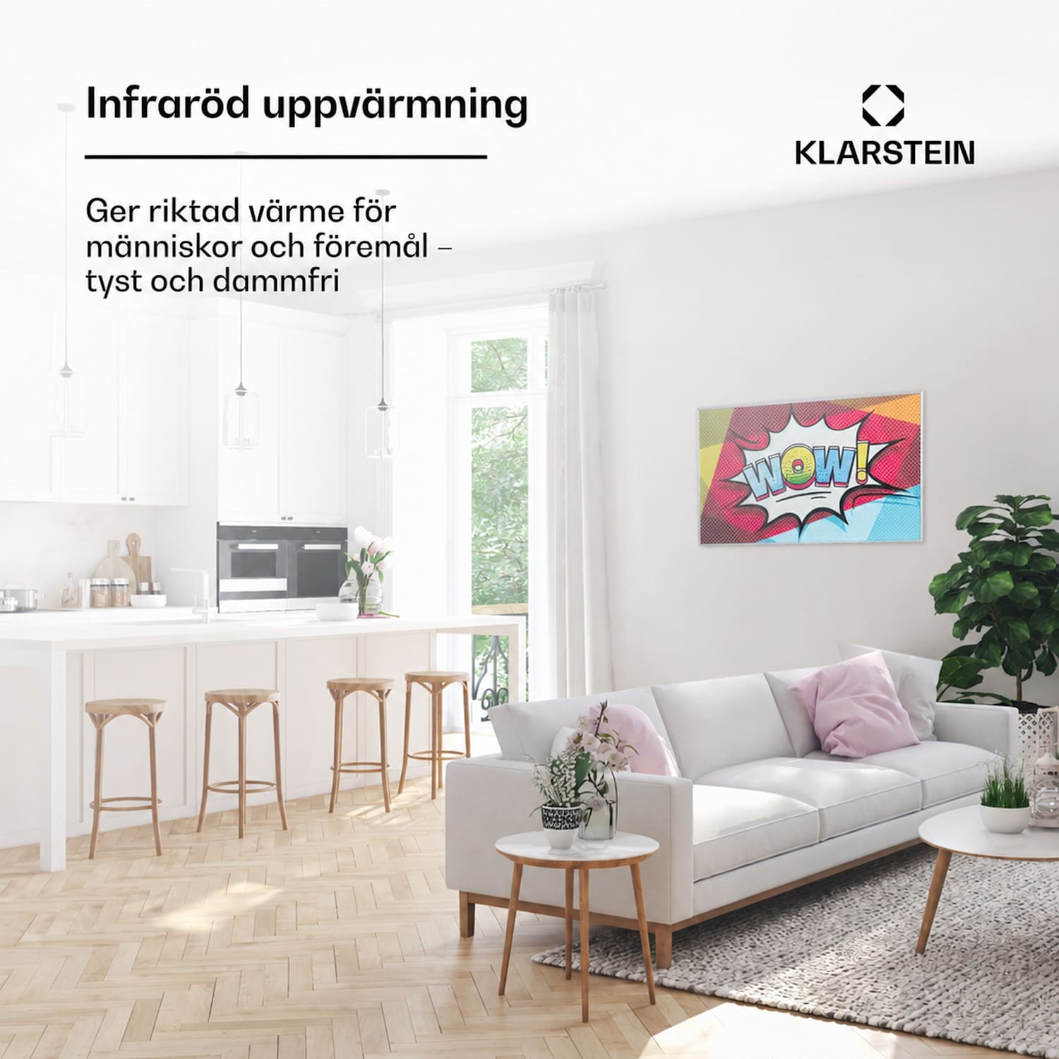 Wonderwall Air Art 60 infravärmare 101 x 60 cm 600 W vägginstallation fjärrkontroll 100 x 60 cm | 600 W | Popkonst