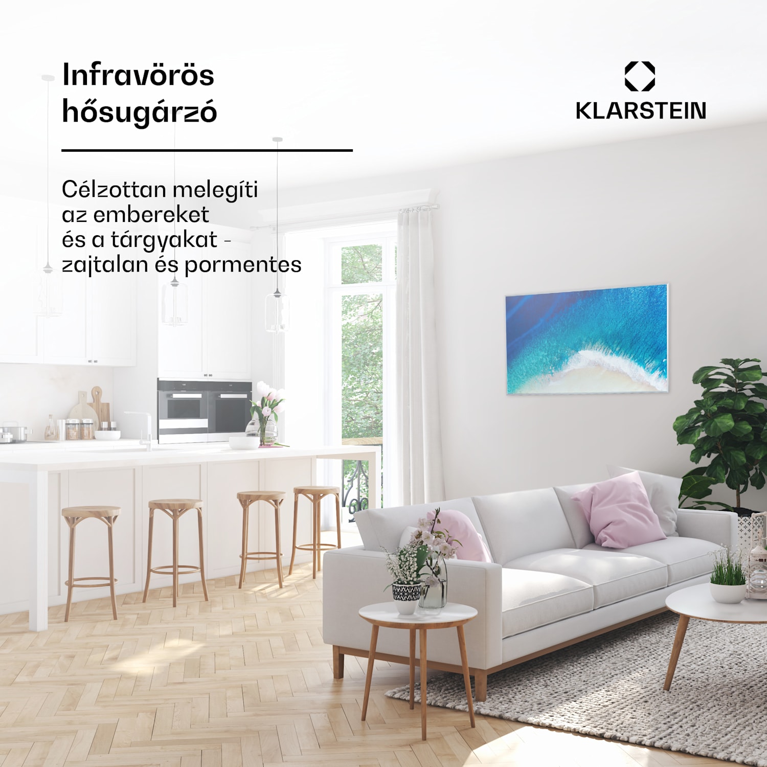 Wonderwall Air Art Strand, infravörös hősugárzó, 101 x 60 cm, 600 W, falra szerelhető 100 x 60 cm | 600_watt | Tengerpart