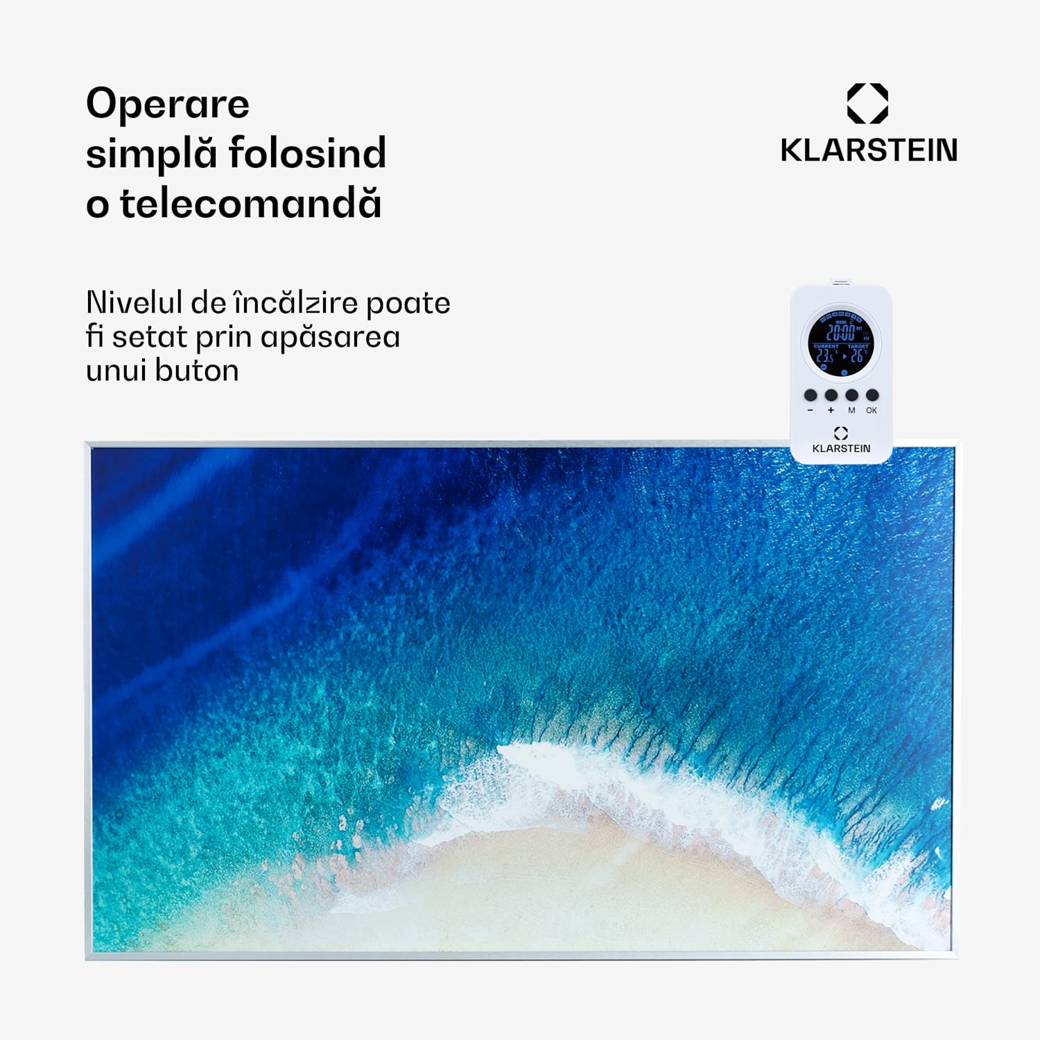 Wonderwall Air Art Strand, încălzitor cu infraroșu, 101 x 60 cm, 600 W, montat pe perete, telecomandă 