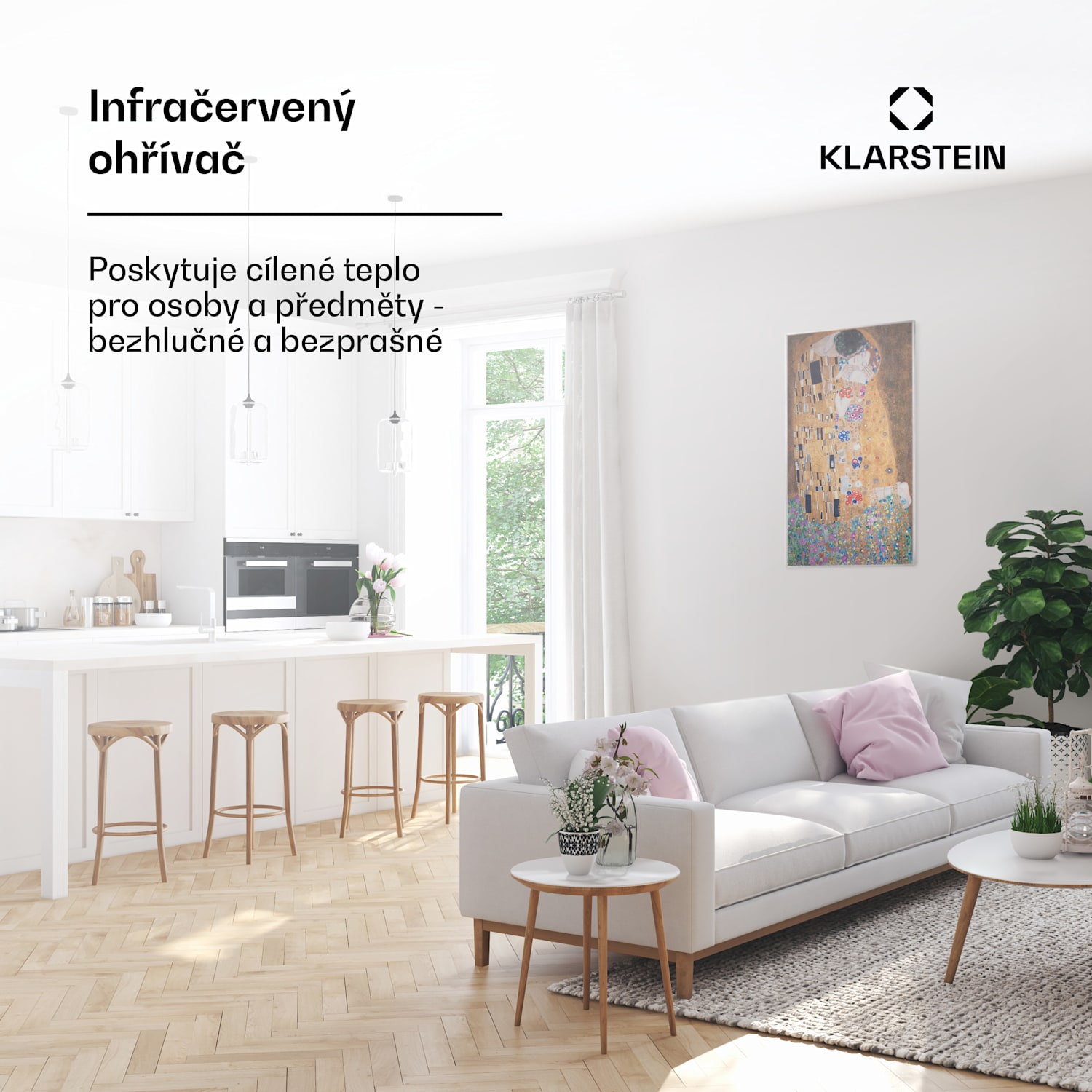 Wonderwall Air Art Kuss, infračervený ohřívač, 101 x 60 cm, 600 W, nástěnný, dálkové ovládání 60 x 100 cm | 600 W