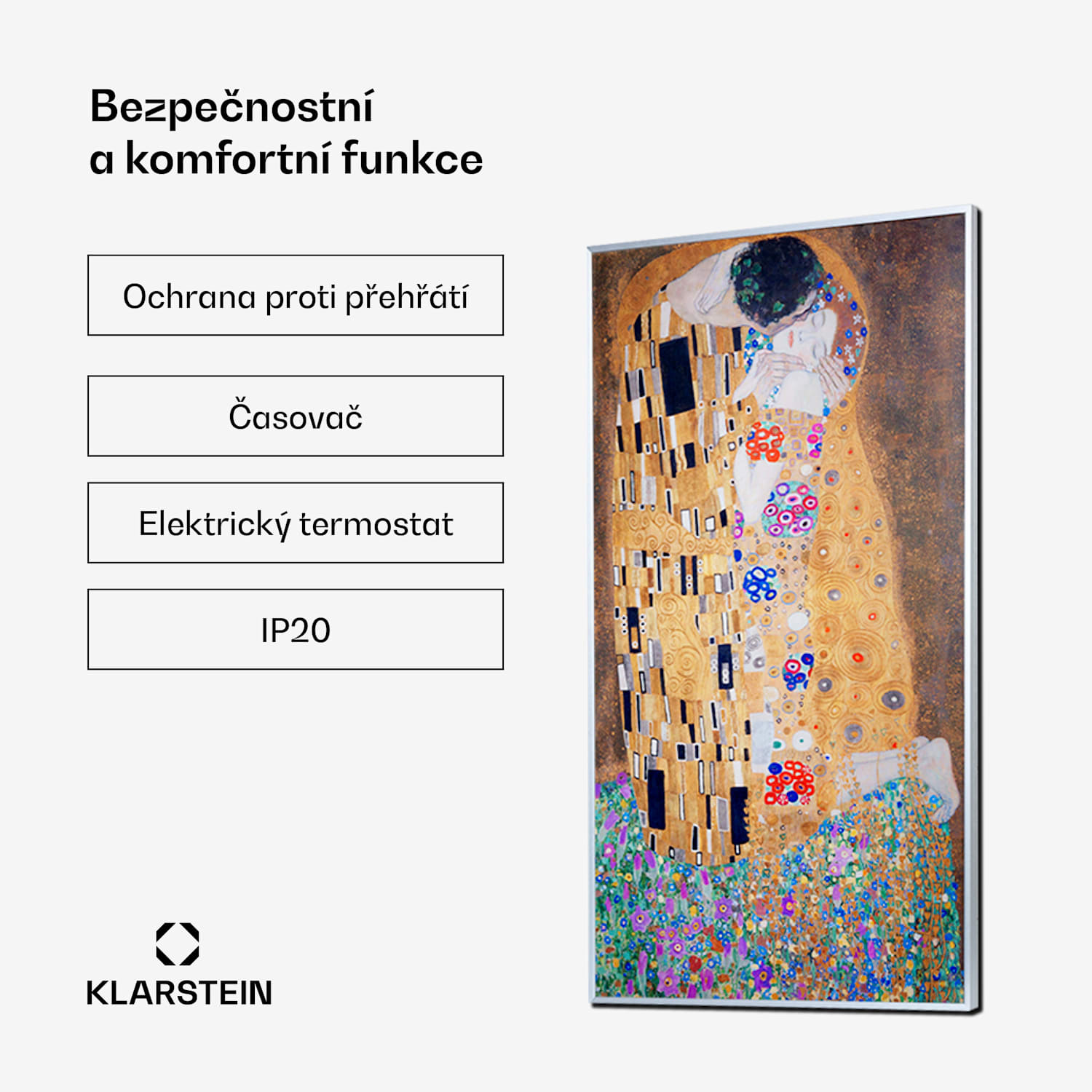 Wonderwall Air Art Kuss, infračervený ohřívač, 101 x 60 cm, 600 W, nástěnný, dálkové ovládání 60 x 100 cm | 600 W