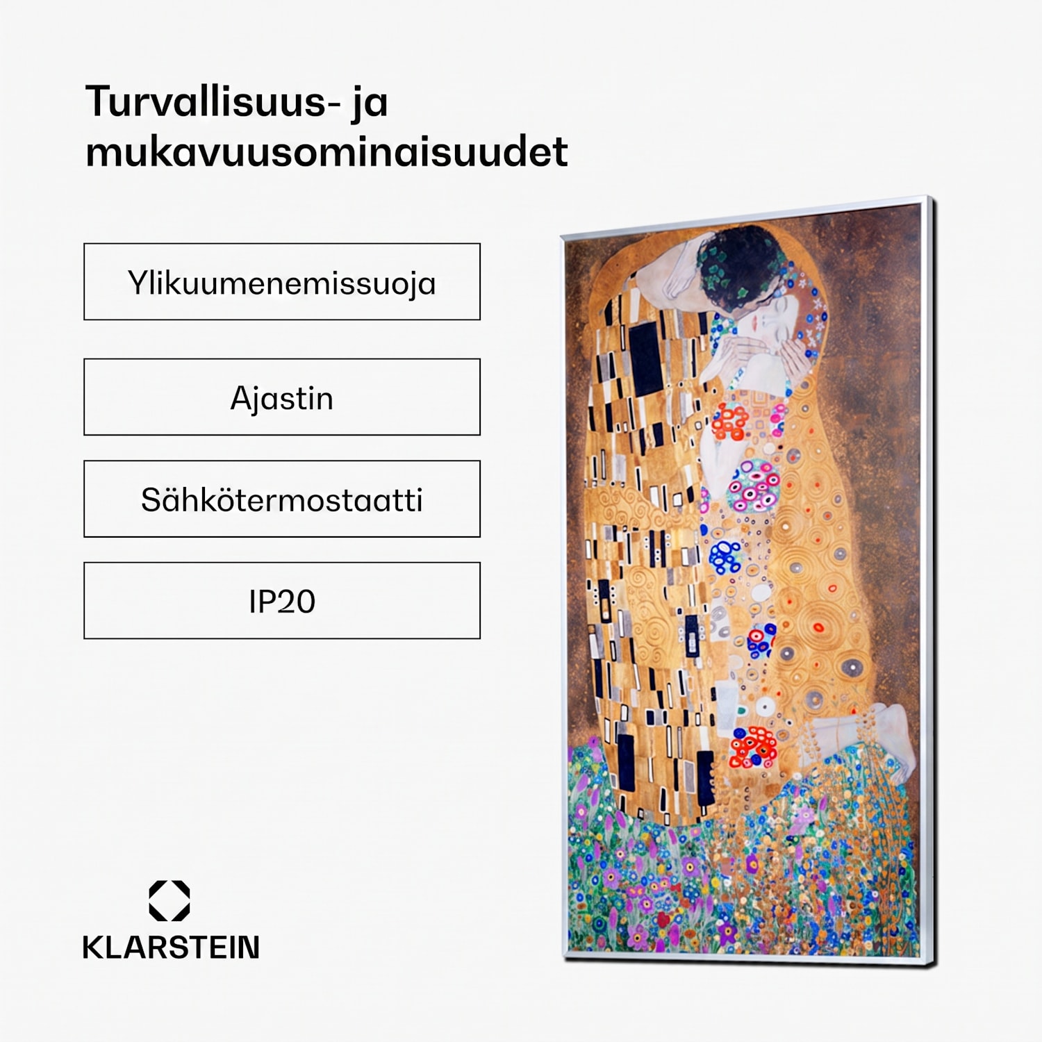Wonderwall Air Art Kuss -infrapunalämmitin 101x60cm 600W kaukosäädin 60 x 100 cm | 600 W