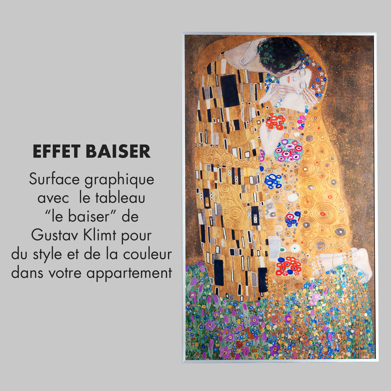 Wonderwall Air Art Kuss radiateur infrarouge 101 x 60 cm 600 W Installation murale Télécommande 60 x 100 cm | 600 W