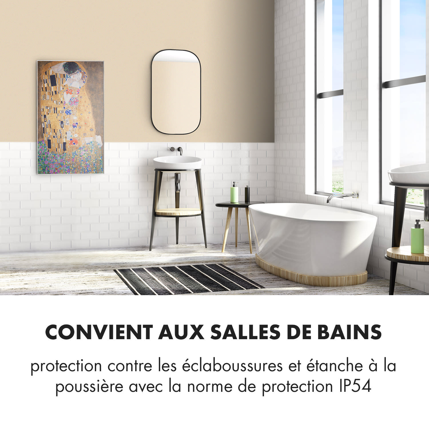 Wonderwall Air Art Kuss radiateur infrarouge 101 x 60 cm 600 W Installation murale Télécommande 60 x 100 cm | 600 W