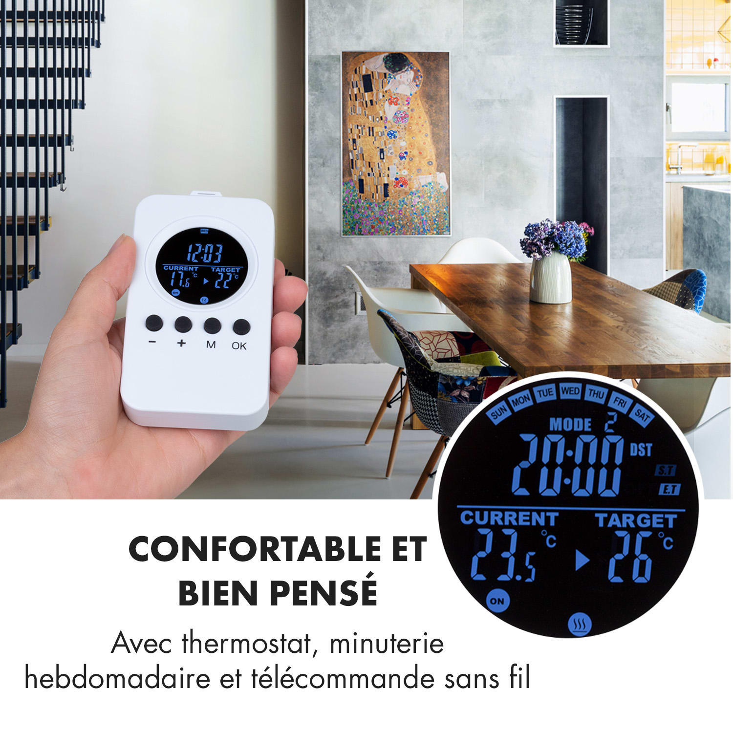 Wonderwall Air Art Kuss radiateur infrarouge 101 x 60 cm 600 W Installation murale Télécommande 60 x 100 cm | 600 W