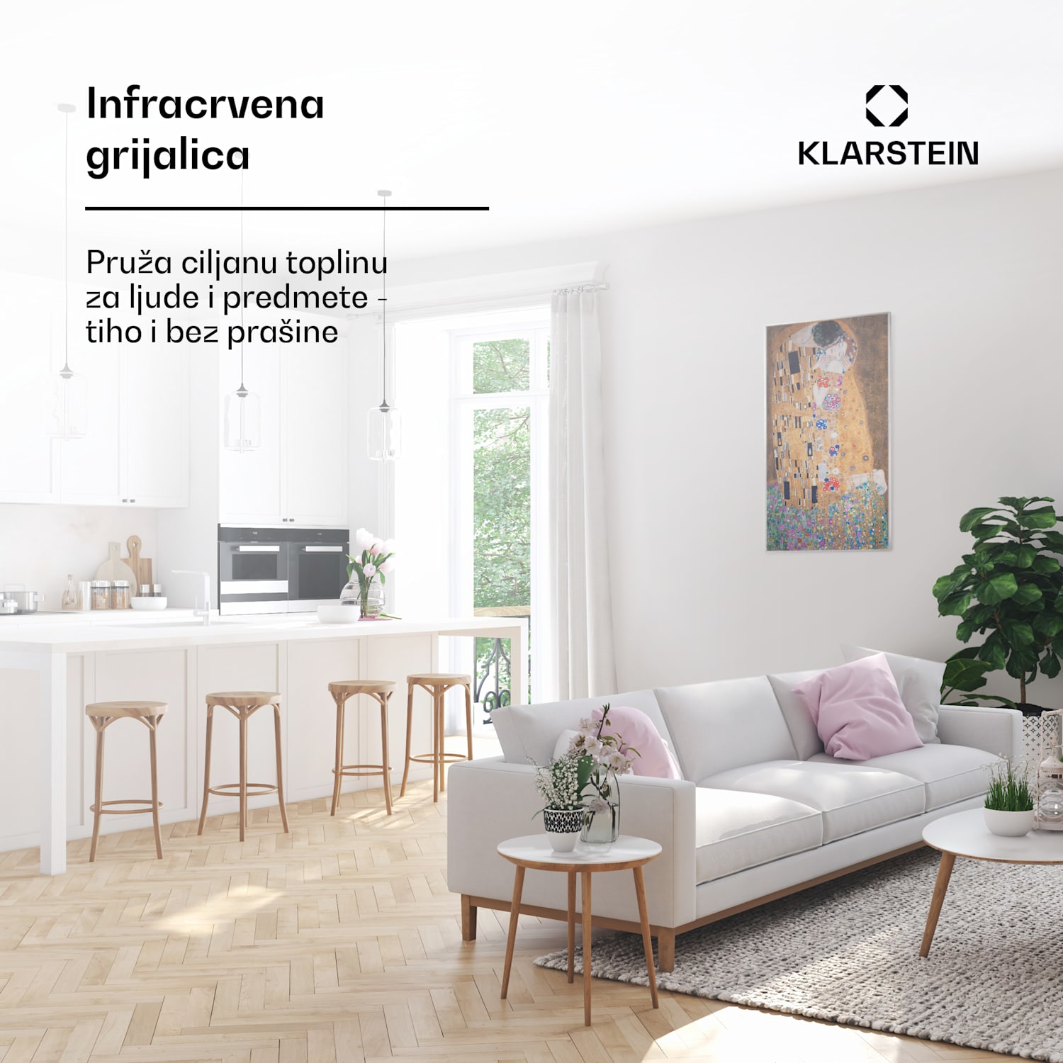 Wonderwall Air Art Kuss, infracrveni grijač, 101 x 60 cm, 600W, zidna instalacija, daljinski upravljač 60 x 100 cm | 600 W