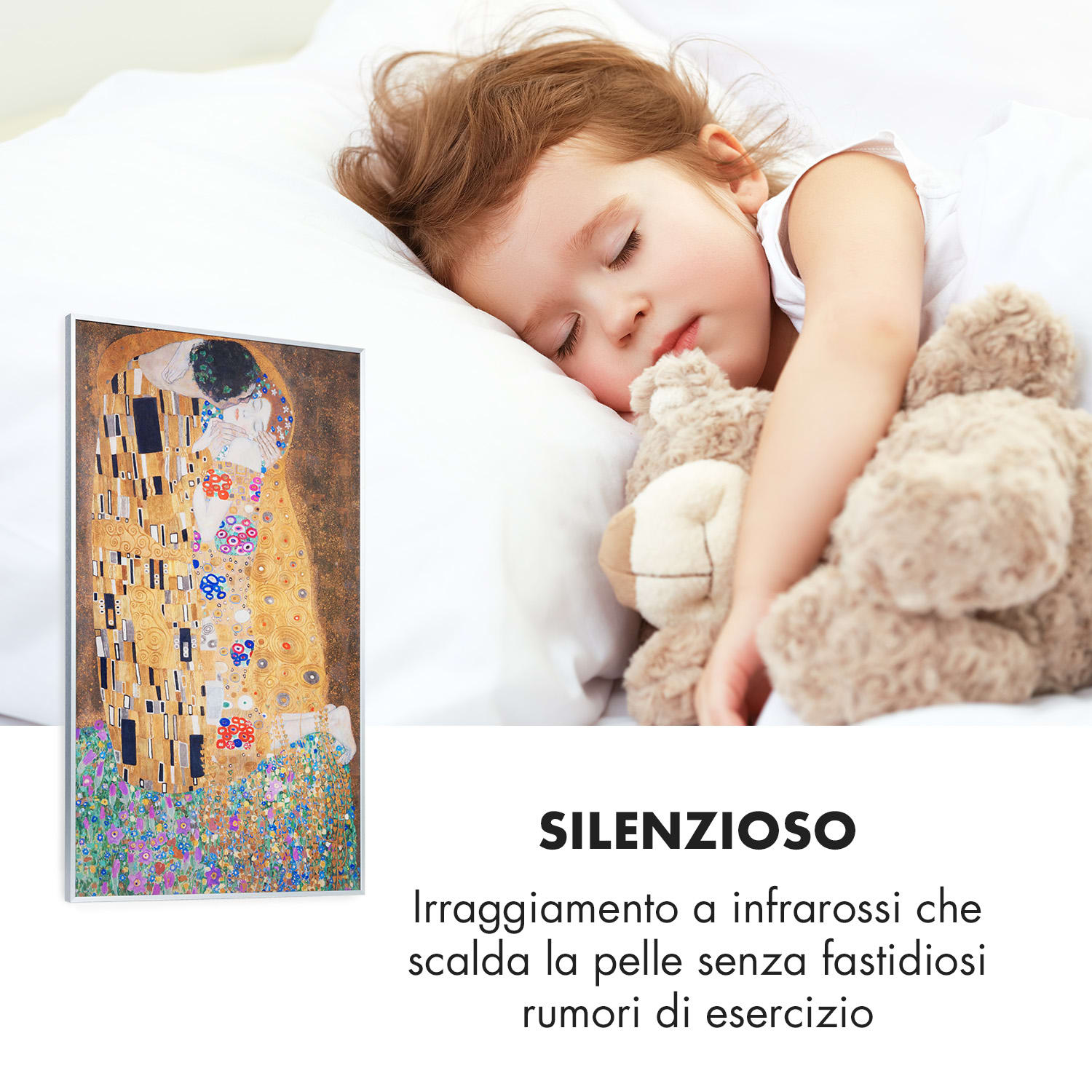 Wonderwall Air Art Kuss - Pannello radiante a infrarossi, 101 x 60 cm, 600W, installazione a parete, telecomando 60 x 100 cm | 600 W