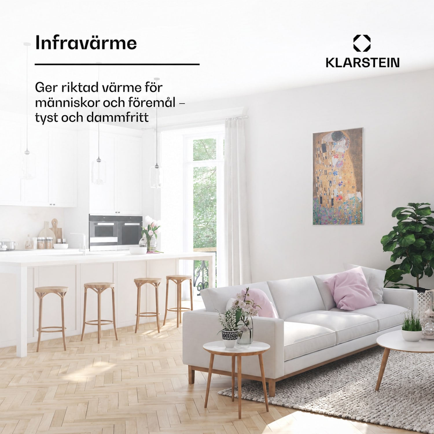 Wonderwall Air Art Kuss infravärmare 101 x 60 cm 600 W vägginstallation fjärrkontroll 60 x 100 cm | 600 W
