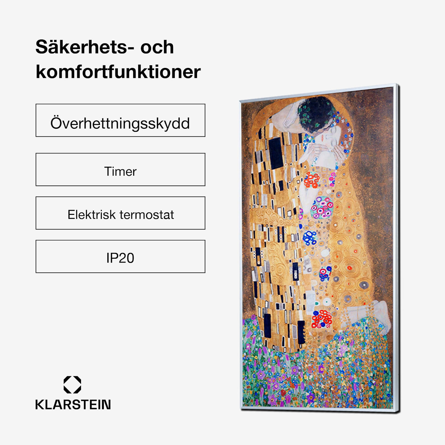 Wonderwall Air Art Kuss infravärmare 101 x 60 cm 600 W vägginstallation fjärrkontroll 60 x 100 cm | 600 W