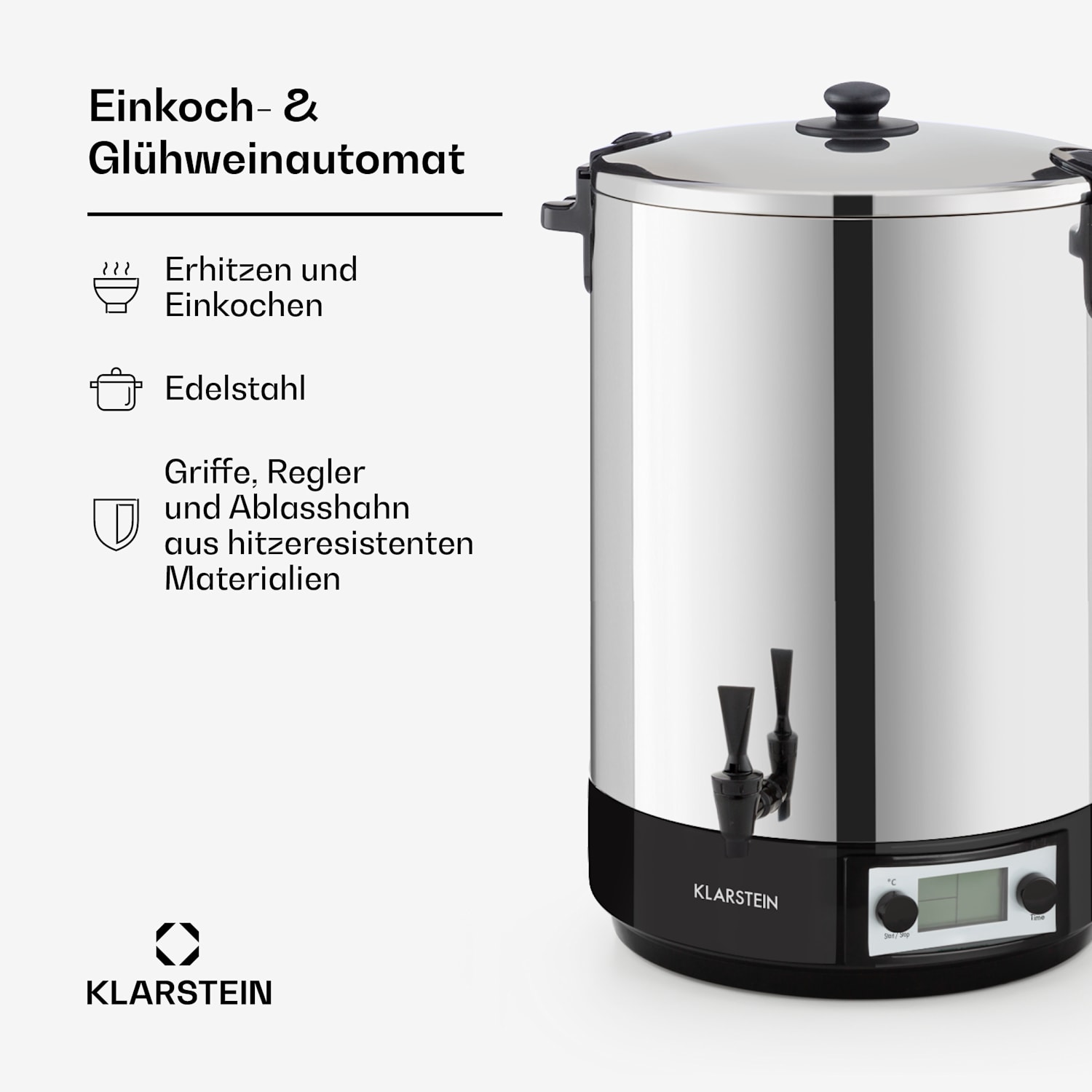 KonfiStar 40 Digital Einkocher Getränkespender 2500W 40L 100°C 180min 40 L | Digital