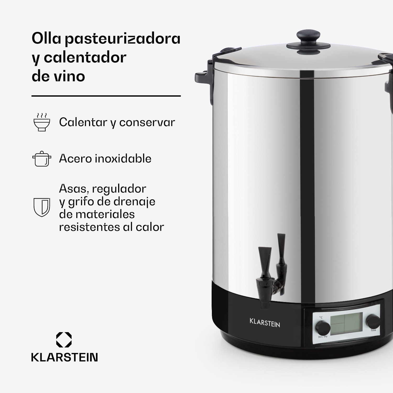 KonfiStar 40 Digital Olla pasteurizadora Dispensador de bebidas 40L 100°C 180min 40 L | Digital