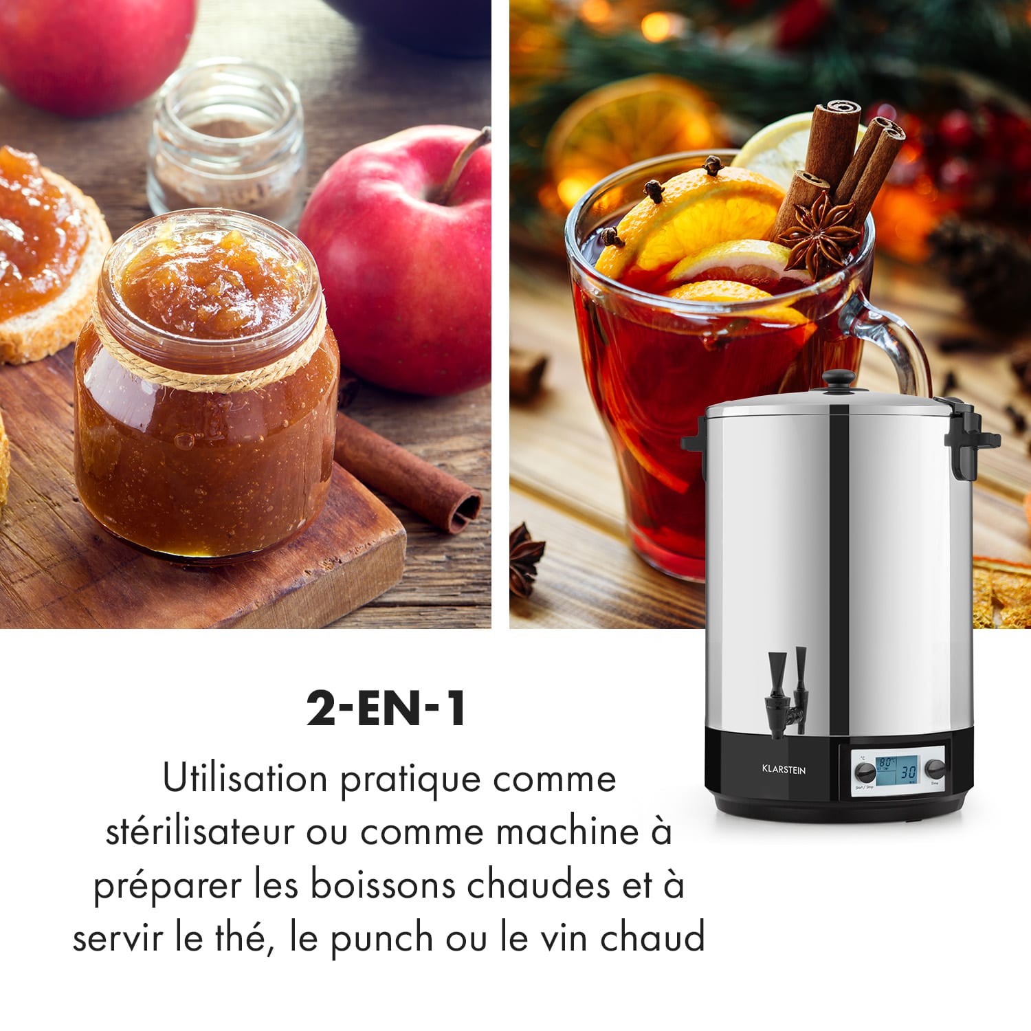 KonfiStar 40 Digital weckautomaat drankendispenser 40L 2500 Watt 100°C 180 min. 40 L | Digitaal