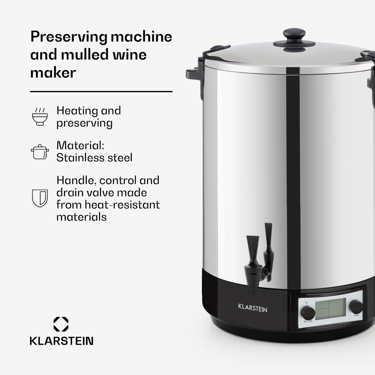 KonfiStar 40 Digital weckautomaat drankendispenser 40L 2500 Watt 100°C 180 min. 