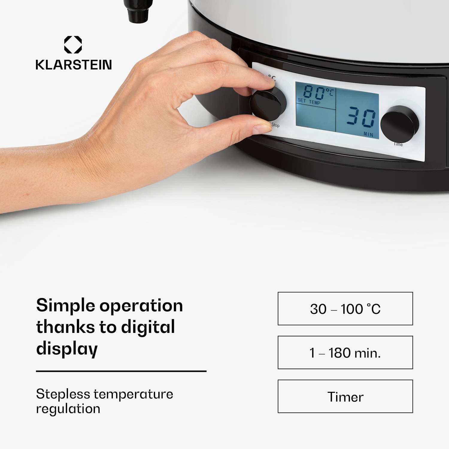 KonfiStar 40 Digital weckautomaat drankendispenser 40L 2500 Watt 100°C 180 min. 