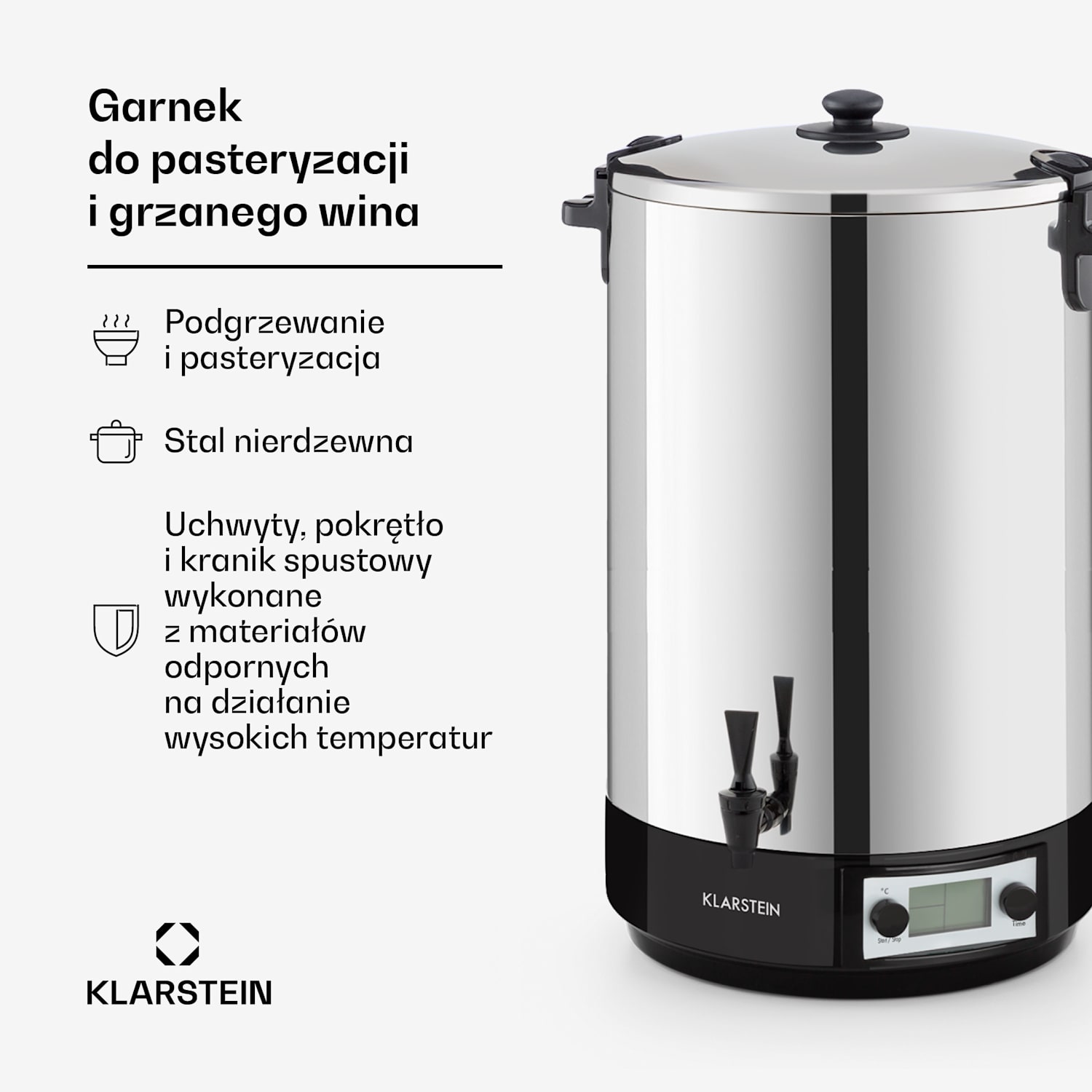 KonfiStar 50 Digital, garnek do pasteryzacji, dozownik napojów, 50 l, 100°C, 180 min, 2500 W 