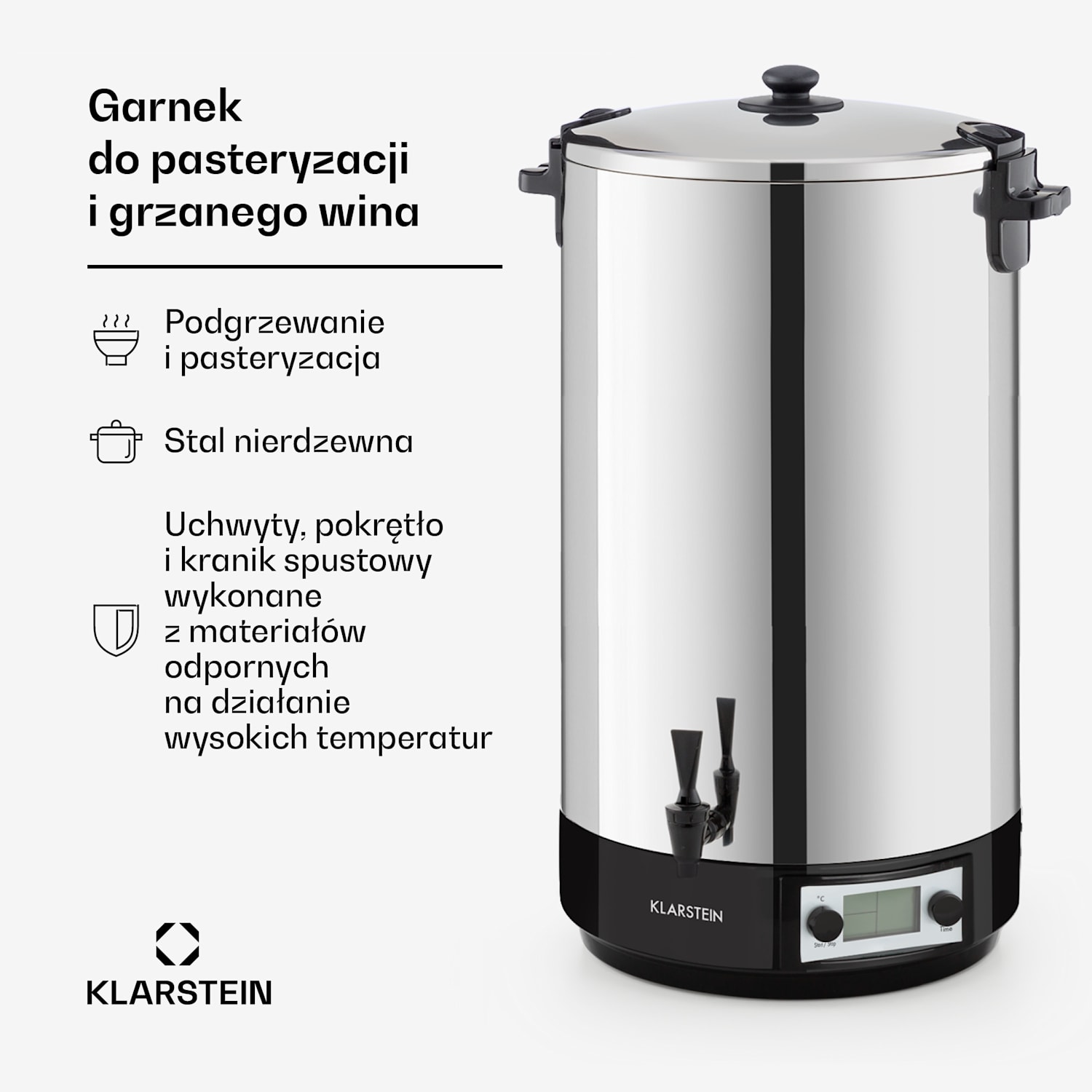 KonfiStar 60 Digital, garnek do pasteryzacji, dozownik napojów, 60 l, 100°C, 180 min 60 L | Cyfrowy