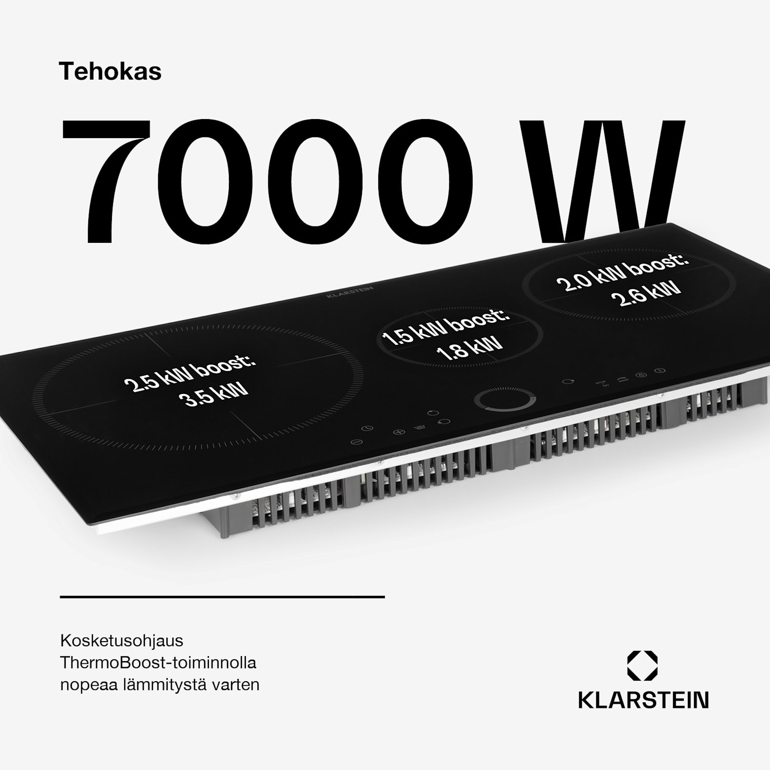 Delicatessa 80 -induktioliesitaso integroitava 3 keittoaluetta 7400 W lasikeraaminen standardi | 80 cm | Musta Lasi