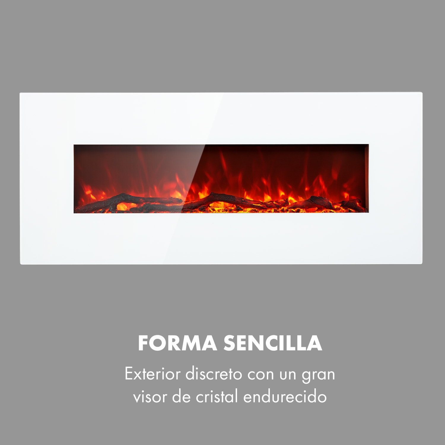 Chimenea eléctrica larga Lausanne 1600W 2 ajustes de calor 128 cm 1600 W | Horizontal | Blanco