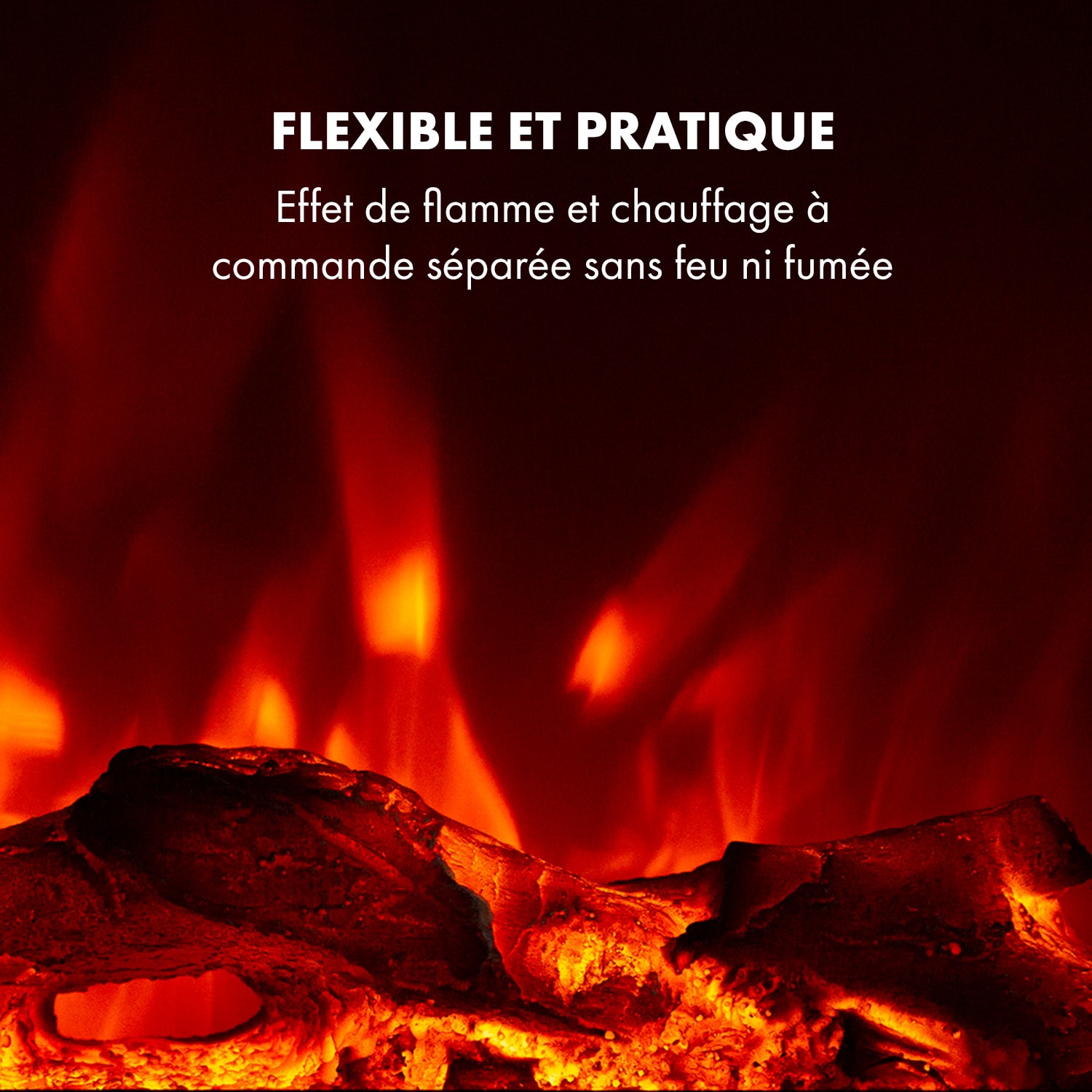 Lausanne Long Cheminée électrique 1600 W 2 niveaux de chauffage 128 cm 1600 W | Horizontal | Noir