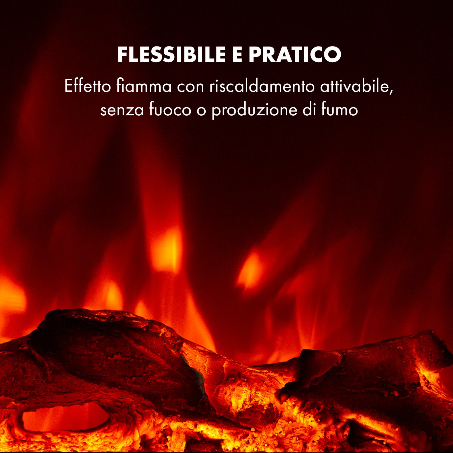 Lausanne Long - Camino elettrico, 1600 W, 2 livelli riscaldanti, 128 cm 