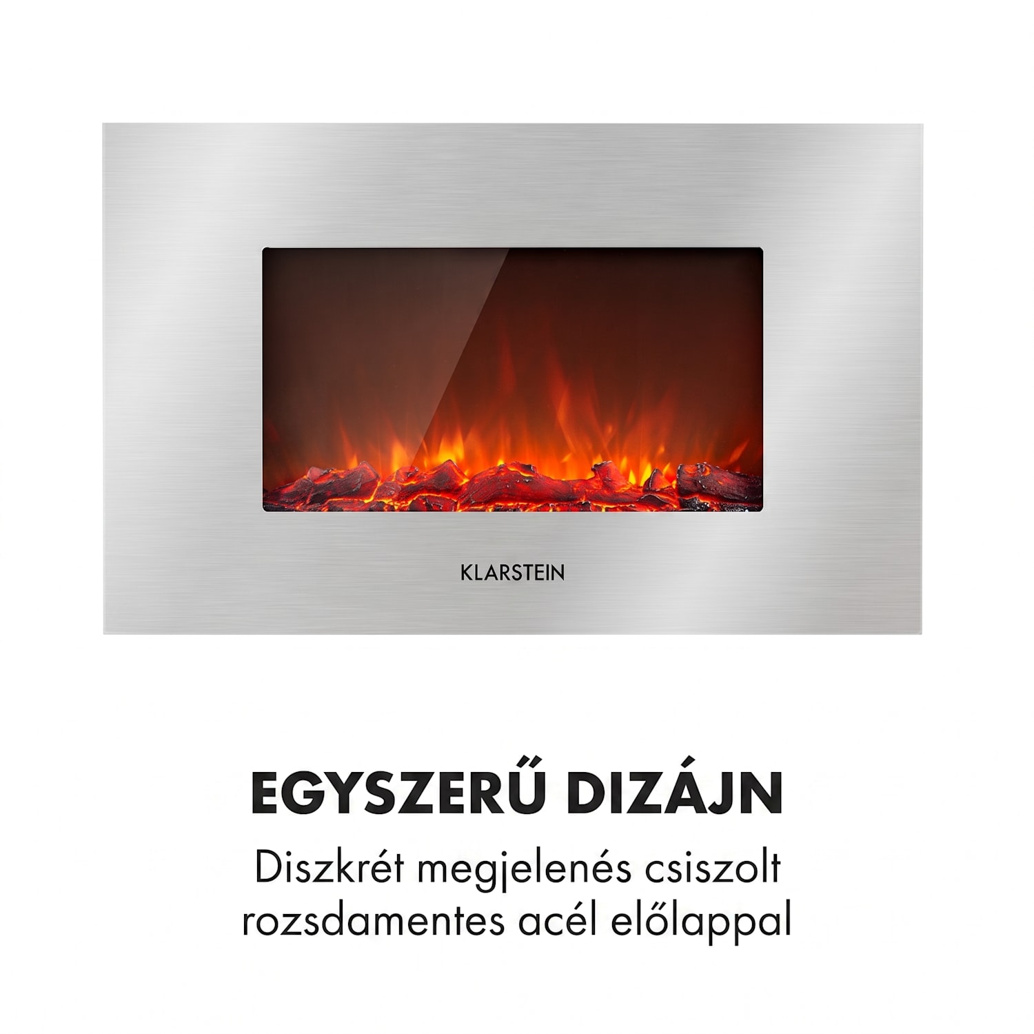 Lausanne Luxe, elektromos kandalló, 2000 W, 2 fűtési fokozat, 90 cm, rozsdamentes acél 