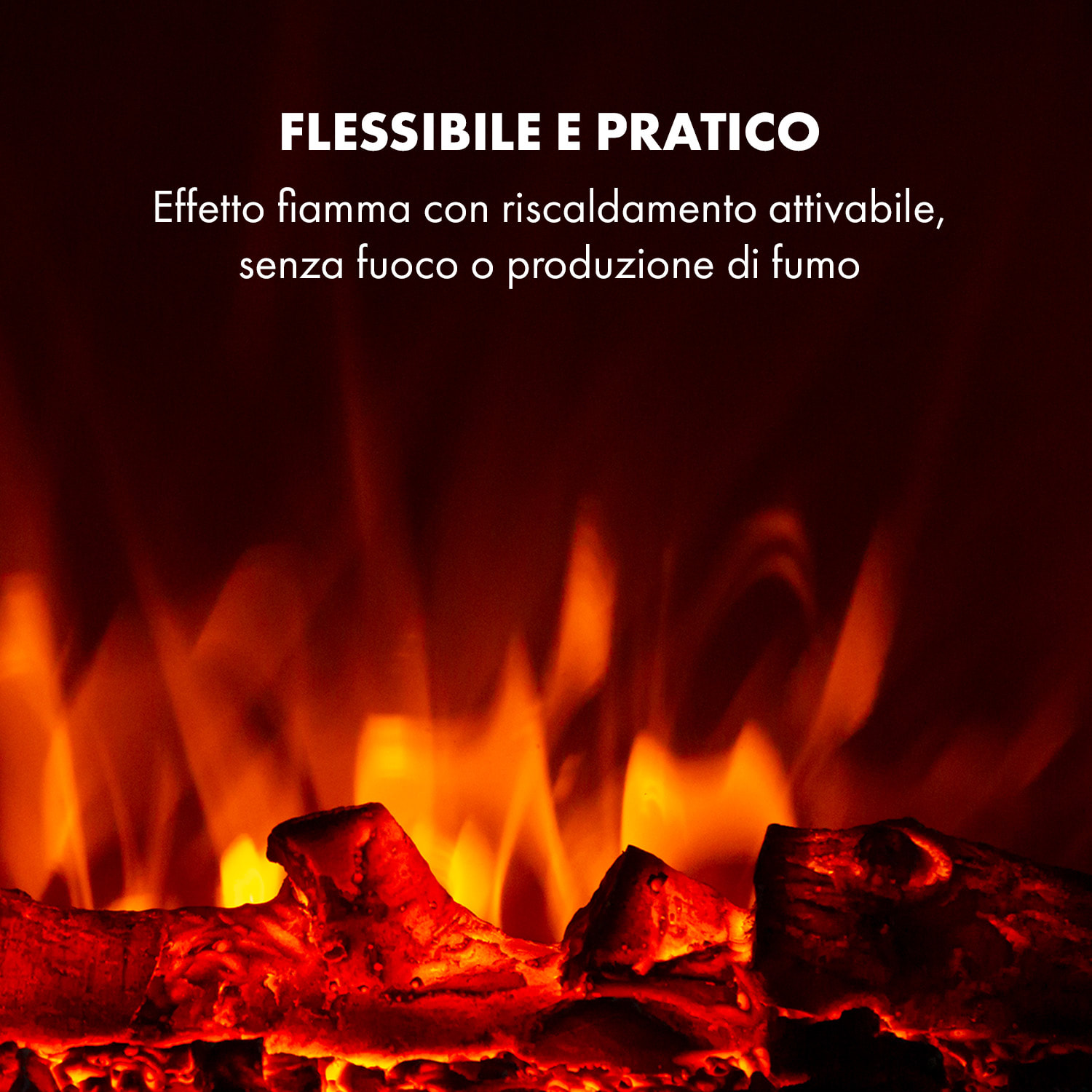 Lausanne Luxe - Camino elettrico, 2000 W, 2 livelli riscaldanti, 90 cm, acciaio inox 2000 W | Orizzontale | Argento