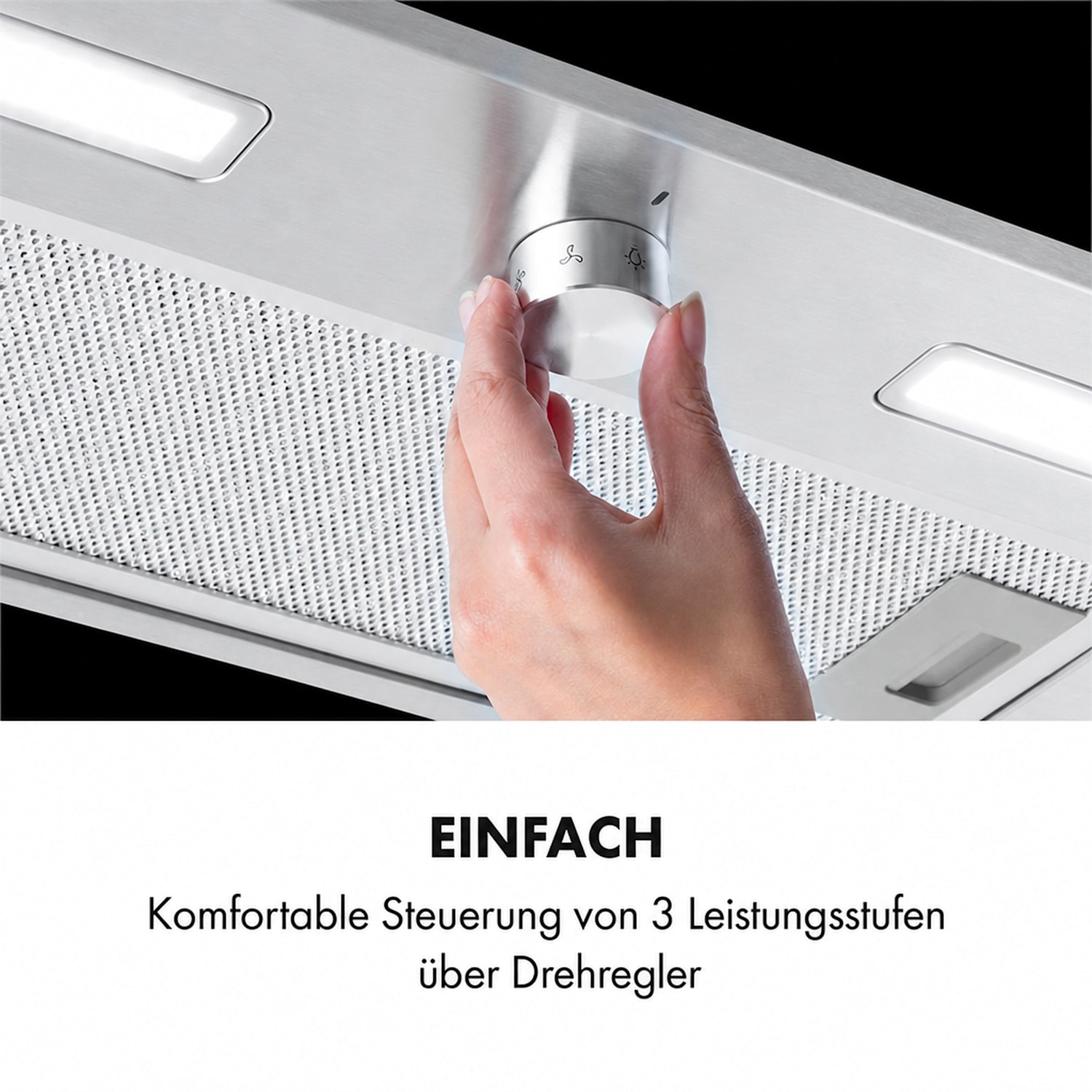 Simplica Dunstabzugshaube Einbau 52cm Abluft: 440 m³/h LED Edelstahl 52 cm