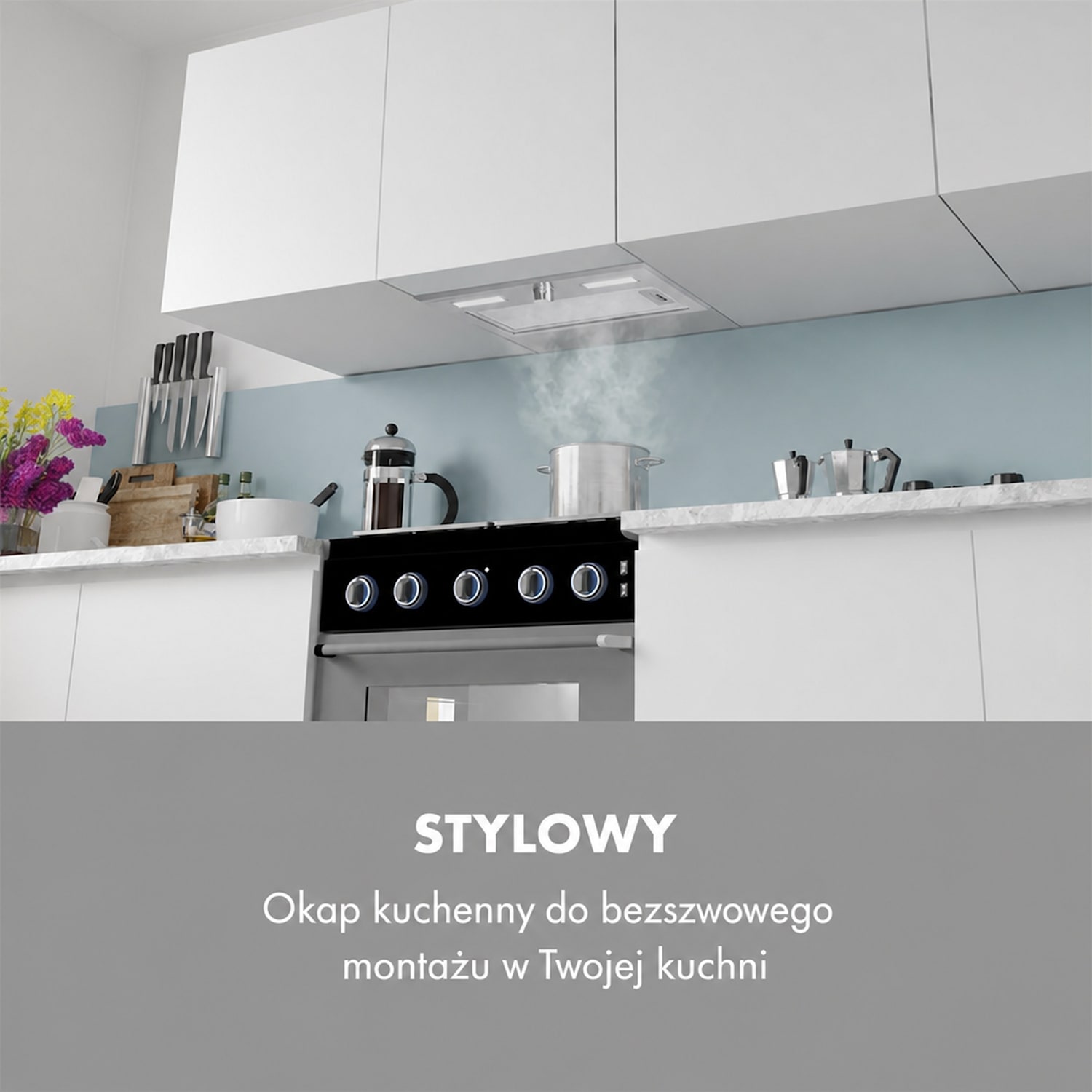 Simplica, okap kuchenny do zabudowy, 52 cm, 440 m³/h, LED, stal szlachetna 52 cm