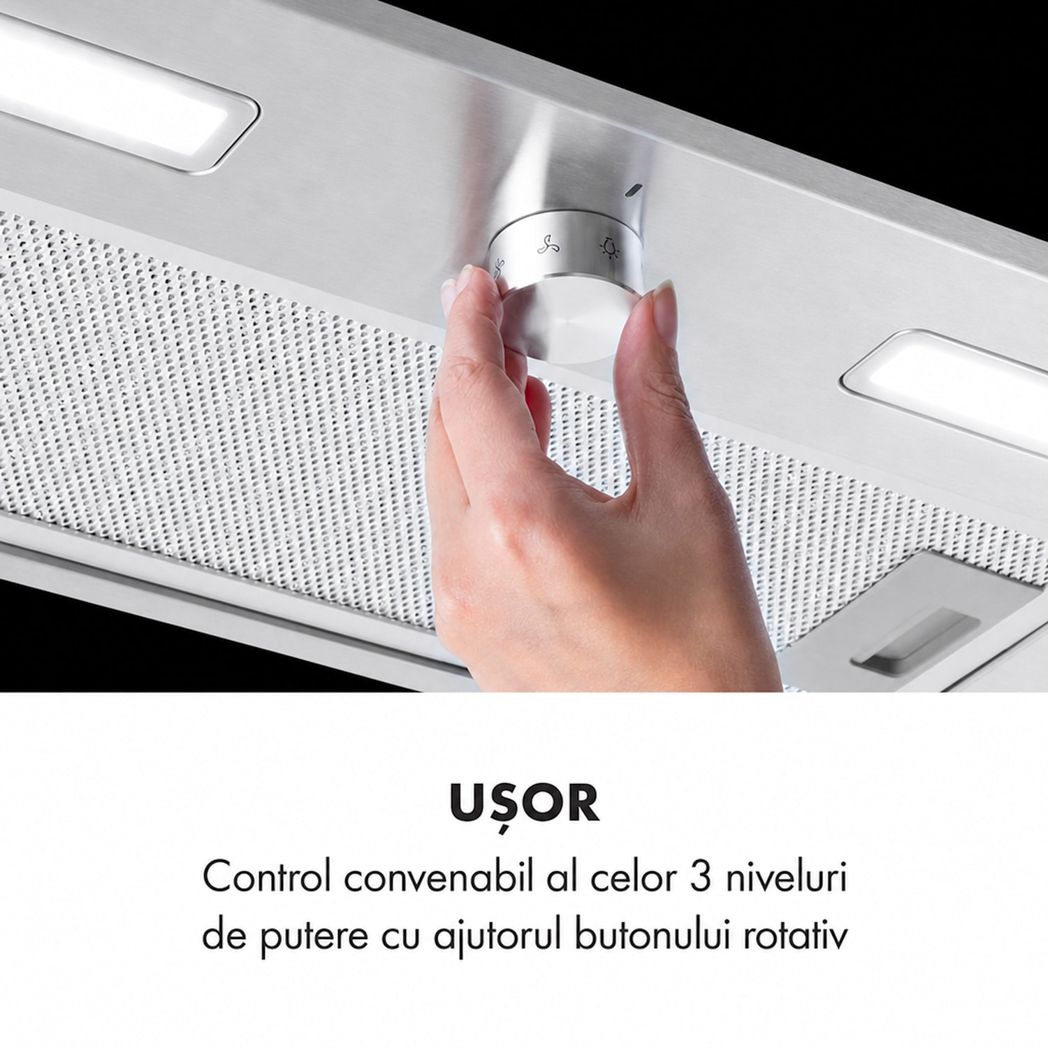 Simplica, hotă, încorporat, 52 cm, extracție aerului: 440 m³ / h, LED, oțel inoxidabil 52 cm