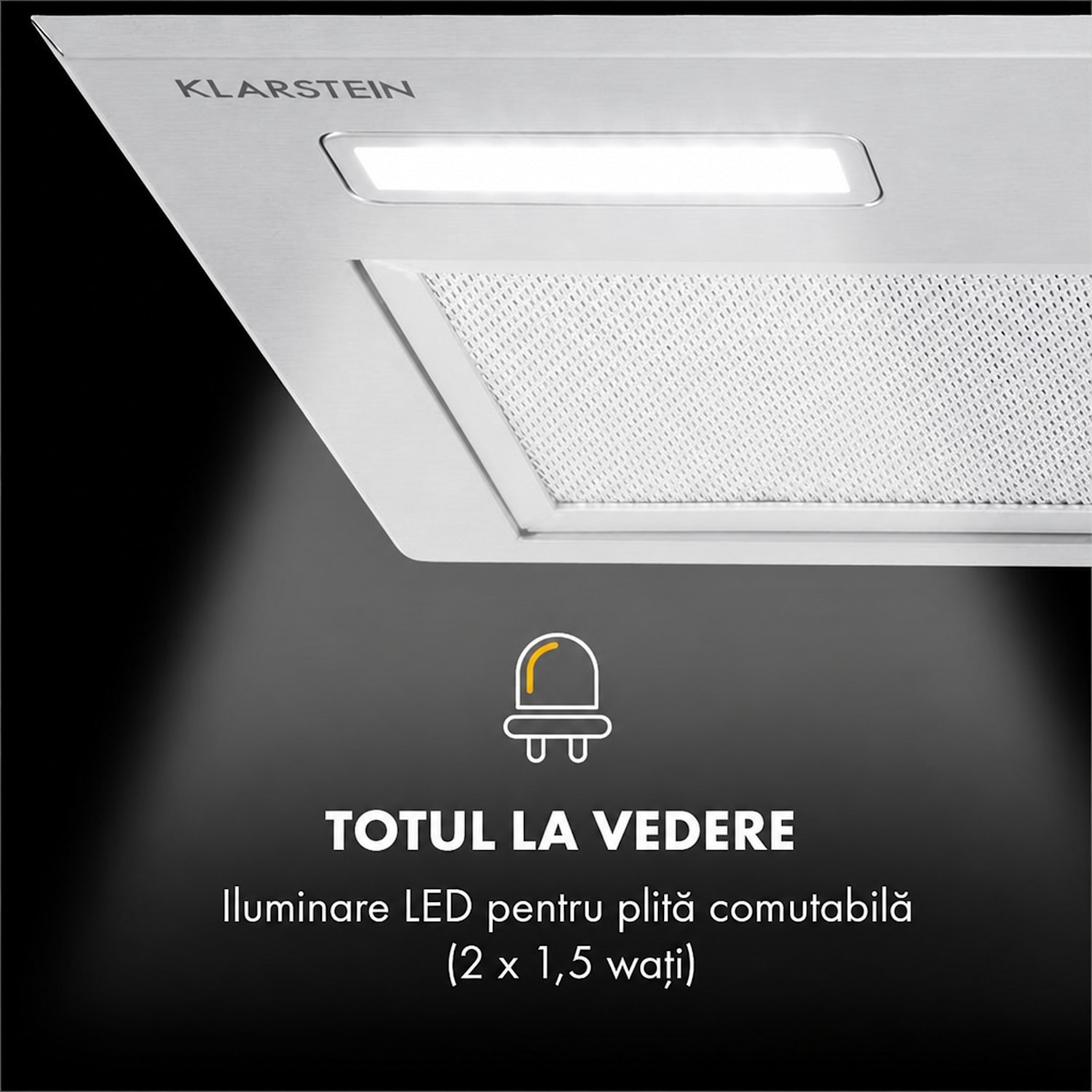 Simplica, hotă, încorporat, 52 cm, extracție aerului: 440 m³ / h, LED, oțel inoxidabil 52 cm