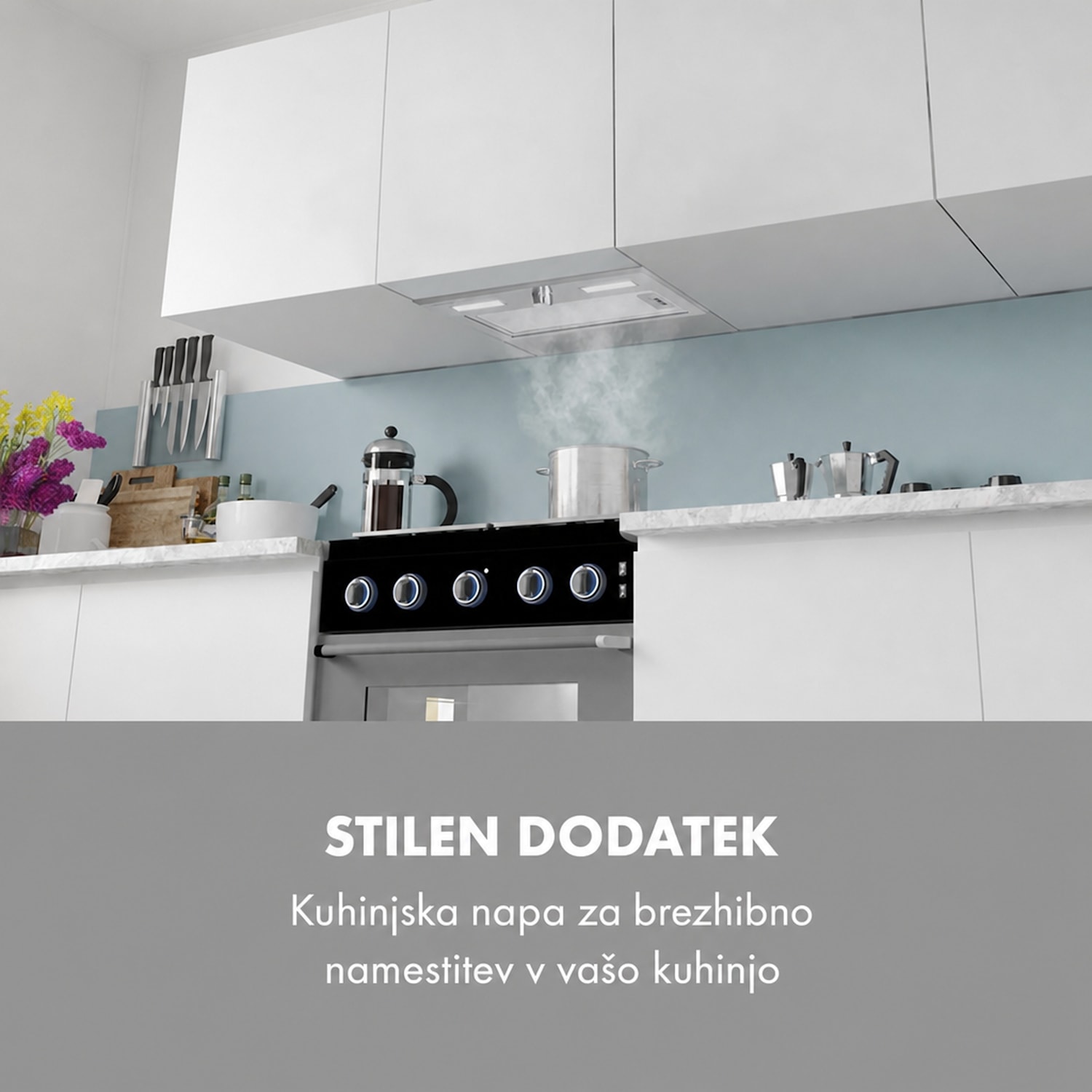 Simplica, napa, vgradna, 52 cm, odvajanje zraka: 440 m³/h, LED, nerjaveče jeklo 52 cm
