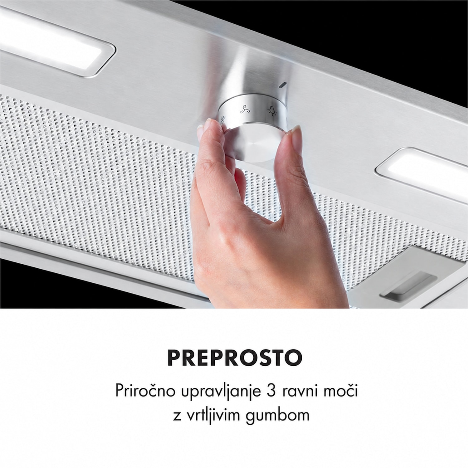 Simplica, napa, vgradna, 52 cm, odvajanje zraka: 440 m³/h, LED, nerjaveče jeklo 52 cm