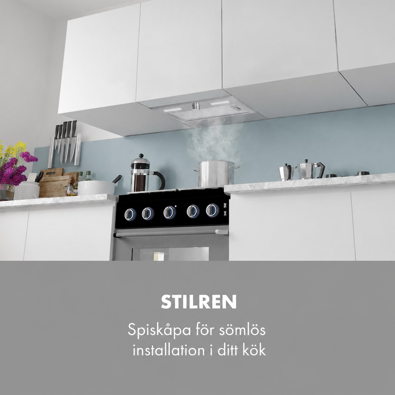 Simplica köksfläkt inbyggnad 52 cm frånluft: 440 m³/h LED rostfritt stål 52 cm