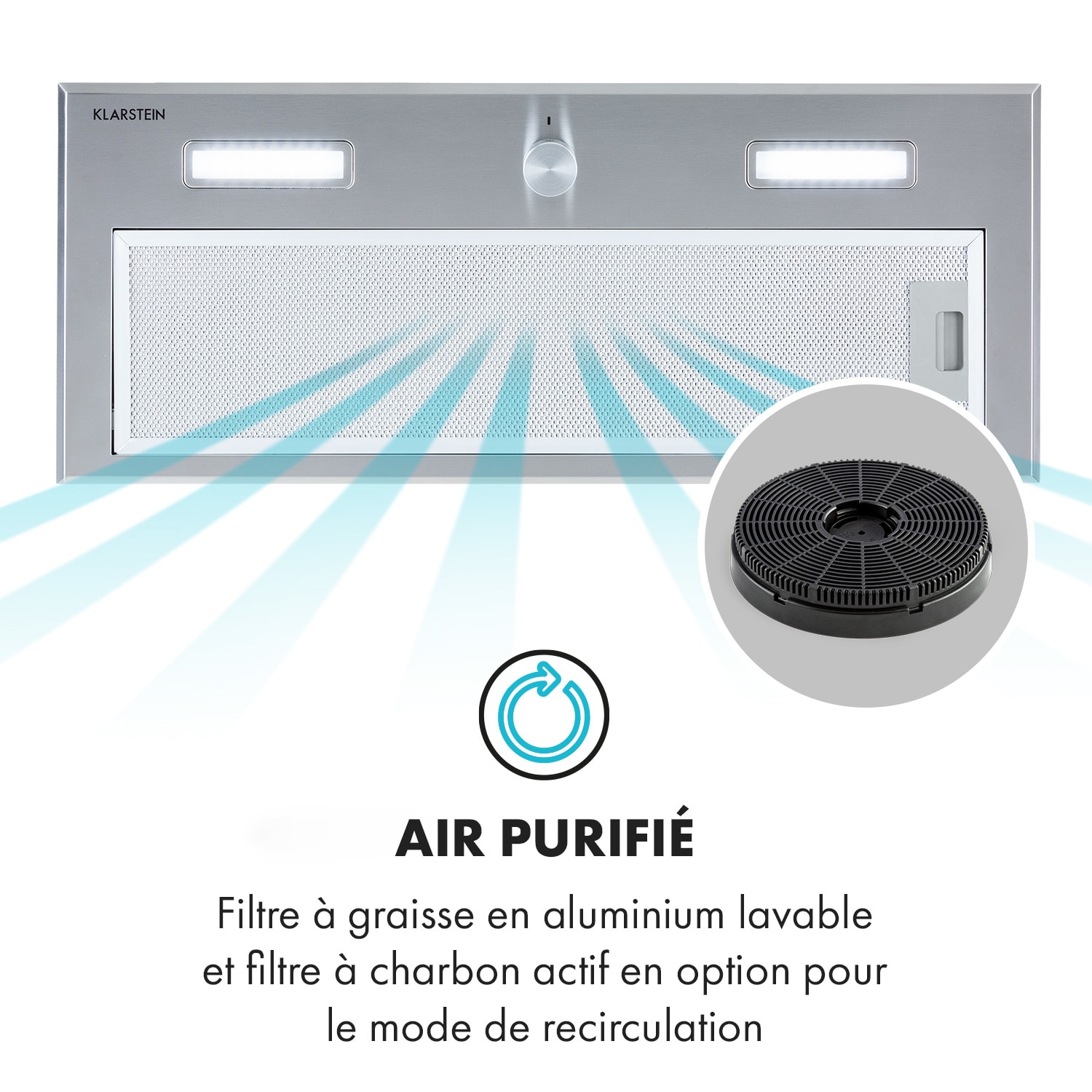 Simplica afzuigkap inbouw 70cm luchtafvoer: 400 m³/h LED roestvrij staal 70 cm