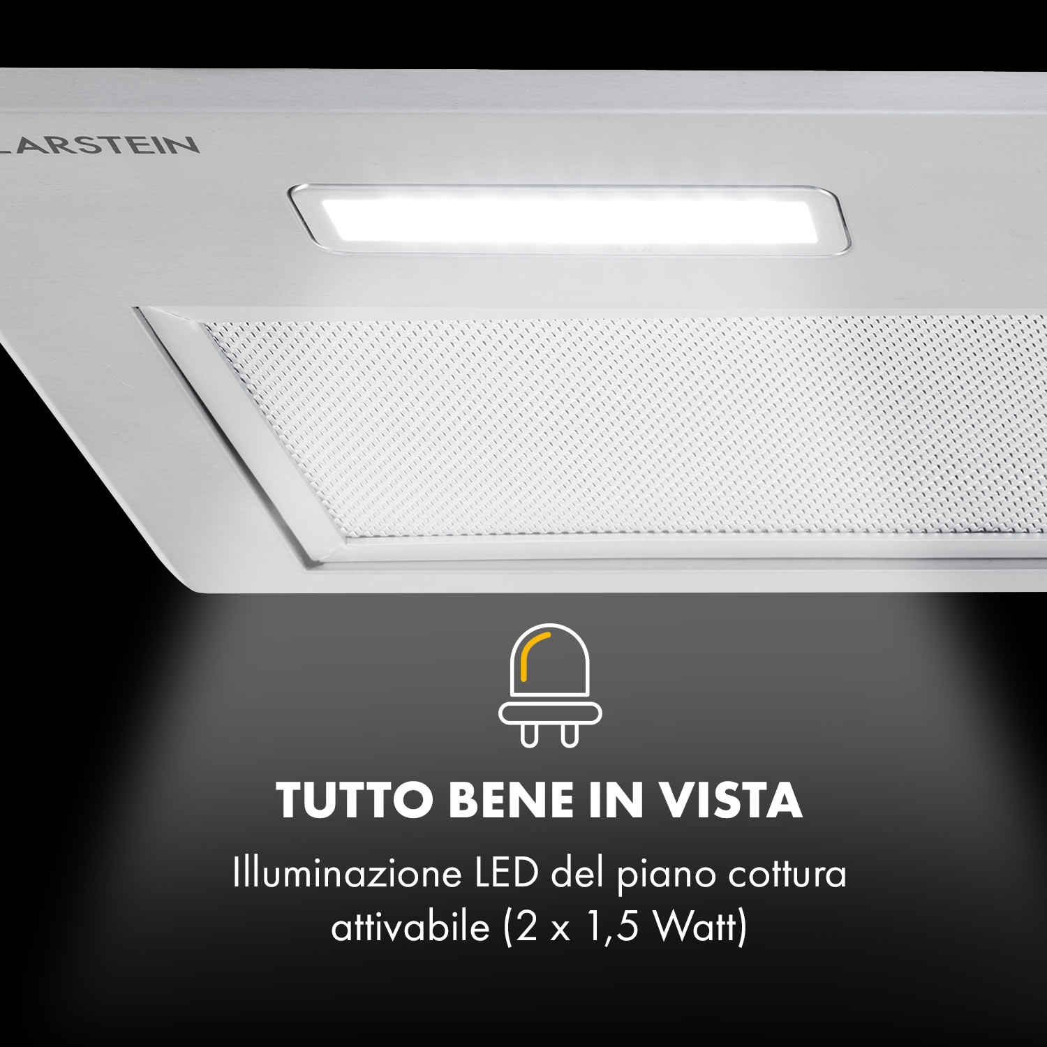 Simplica cappa aspirante a incasso 70cm aria di scarico: 400 m³/h LED acciaio inox 70 cm