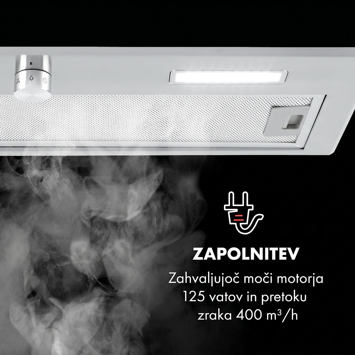 Simplica, napa, vgradna, 70 cm, odvajanje zraka: 440 m³/h, LED, nerjaveče jeklo 70 cm