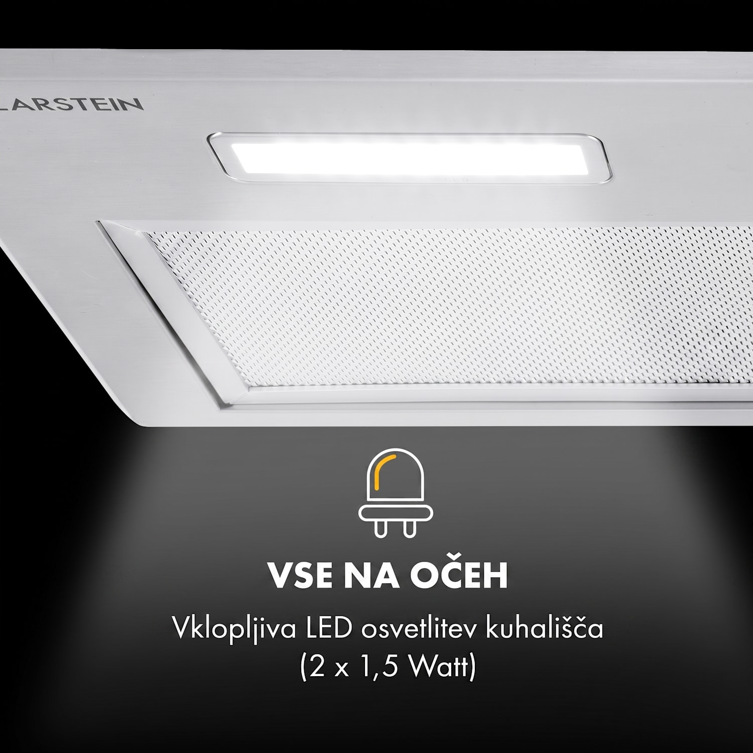 Simplica, napa, vgradna, 70 cm, odvajanje zraka: 440 m³/h, LED, nerjaveče jeklo 70 cm