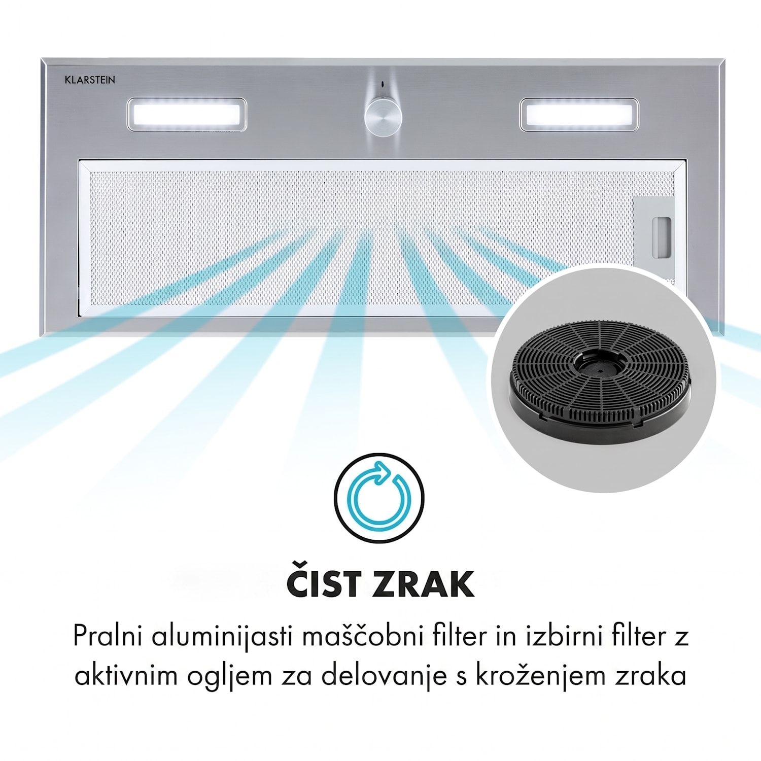 Simplica, napa, vgradna, 70 cm, odvajanje zraka: 440 m³/h, LED, nerjaveče jeklo 70 cm