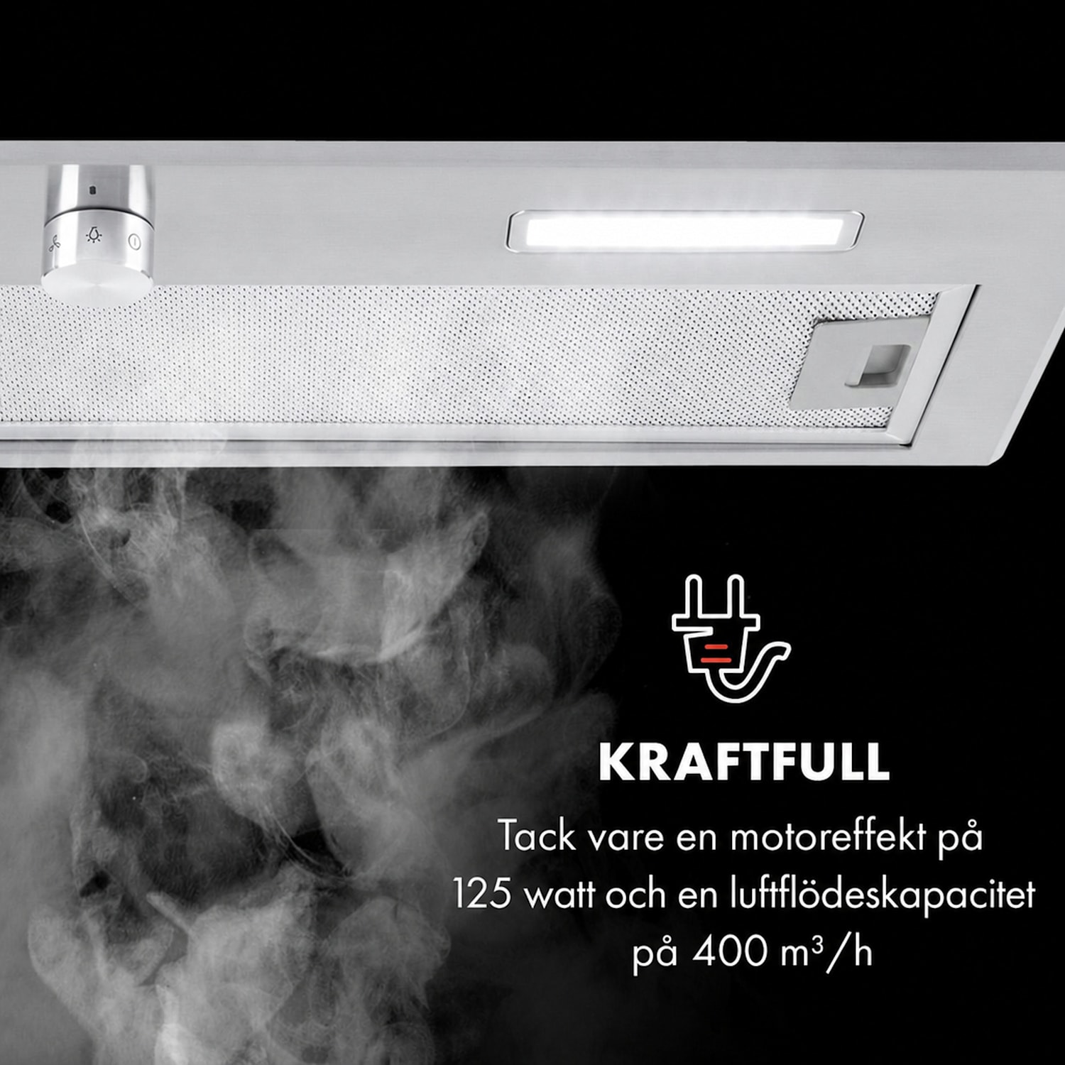 Simplica köksfläkt inbyggnad 70cm frånluft: 400 m³/h LED rostfritt stål 
