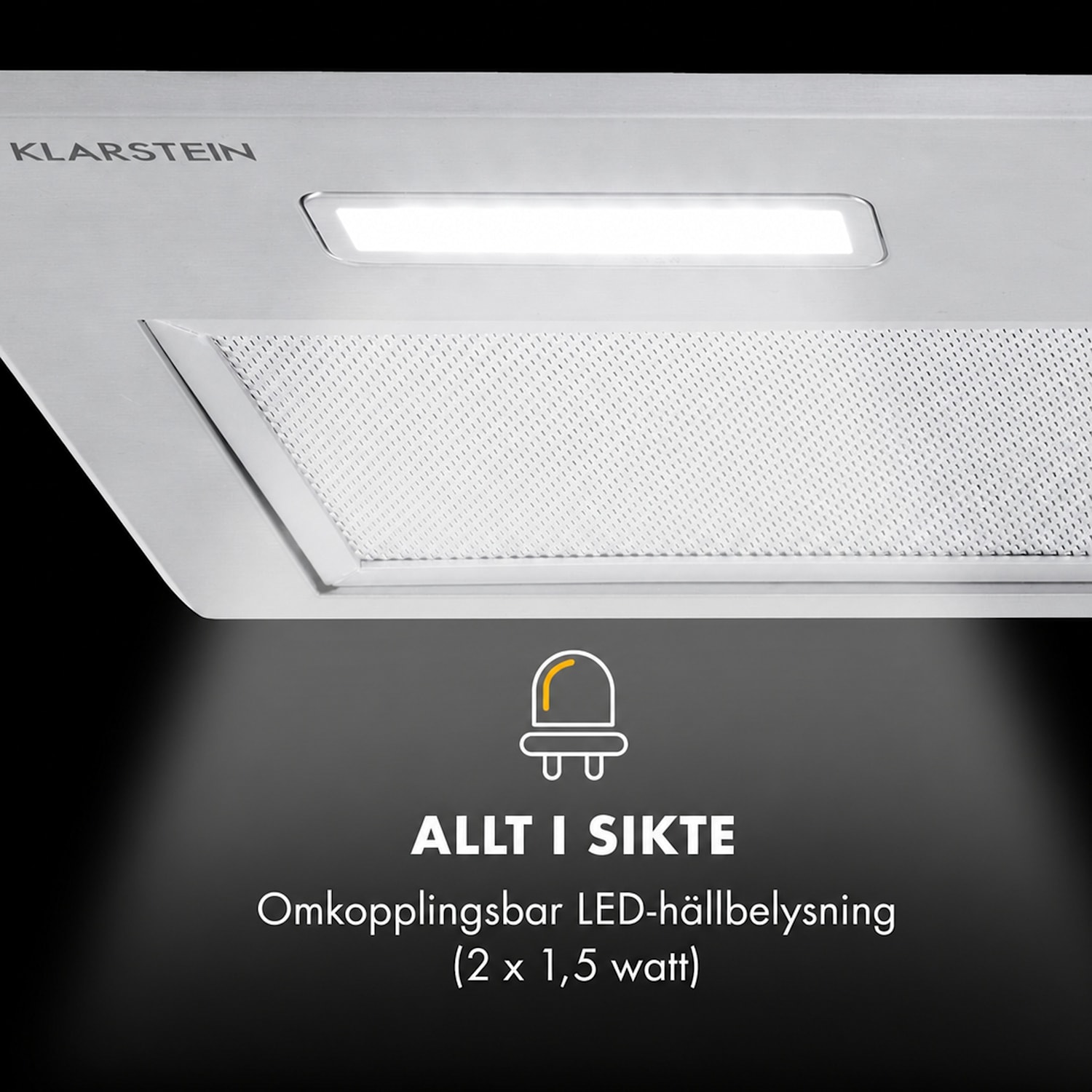 Simplica köksfläkt inbyggnad 70cm frånluft: 400 m³/h LED rostfritt stål 
