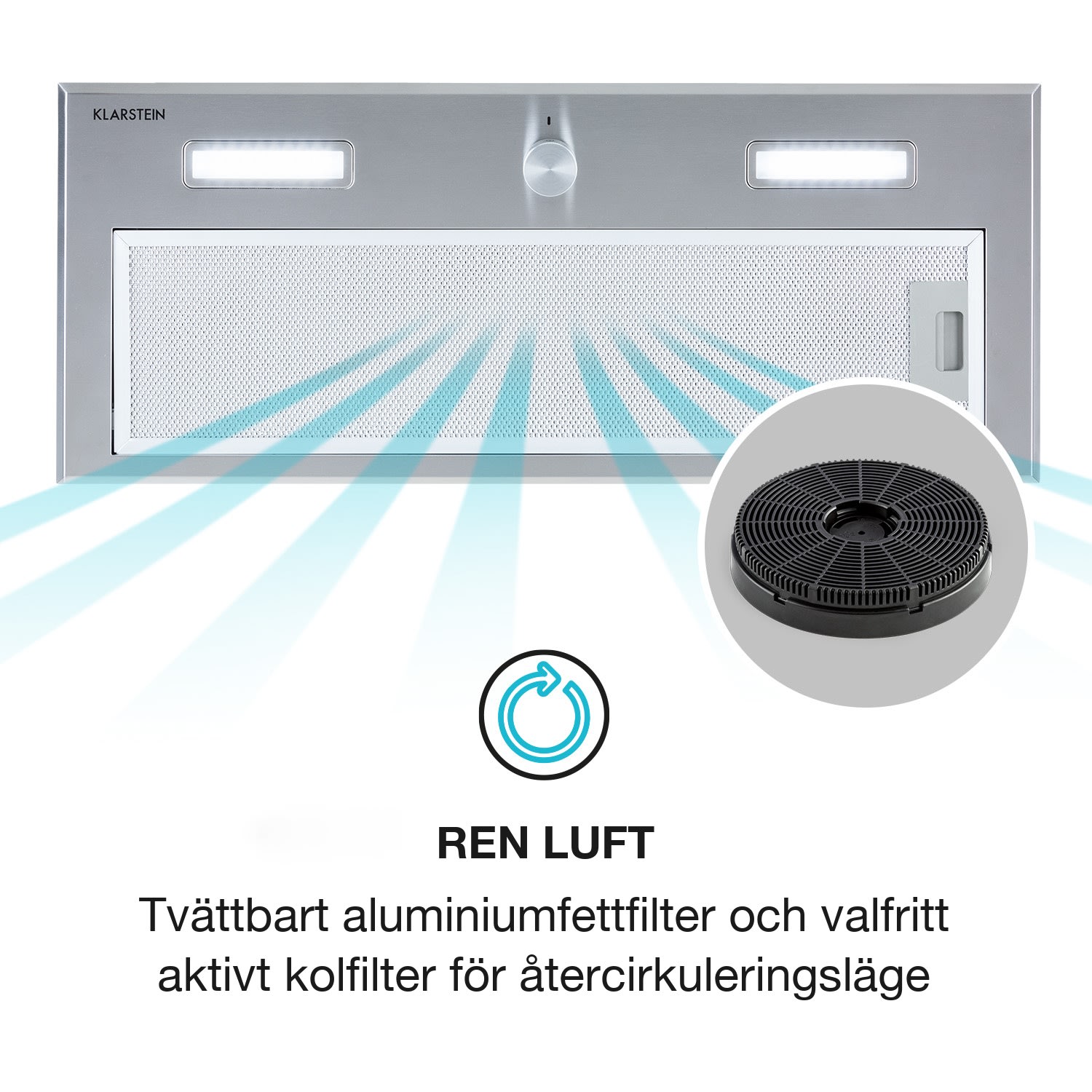 Simplica köksfläkt inbyggnad 70cm frånluft: 400 m³/h LED rostfritt stål 