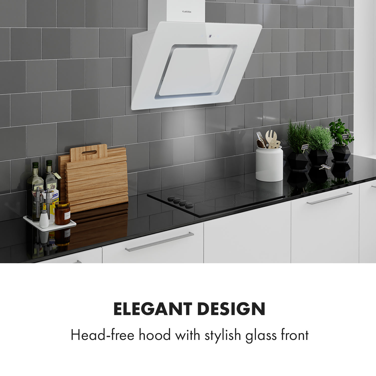 Sofia 60, hota de bucătărie, 300 m³ / h, control tactil, fata dinsticla, albă 60 cm | Alb